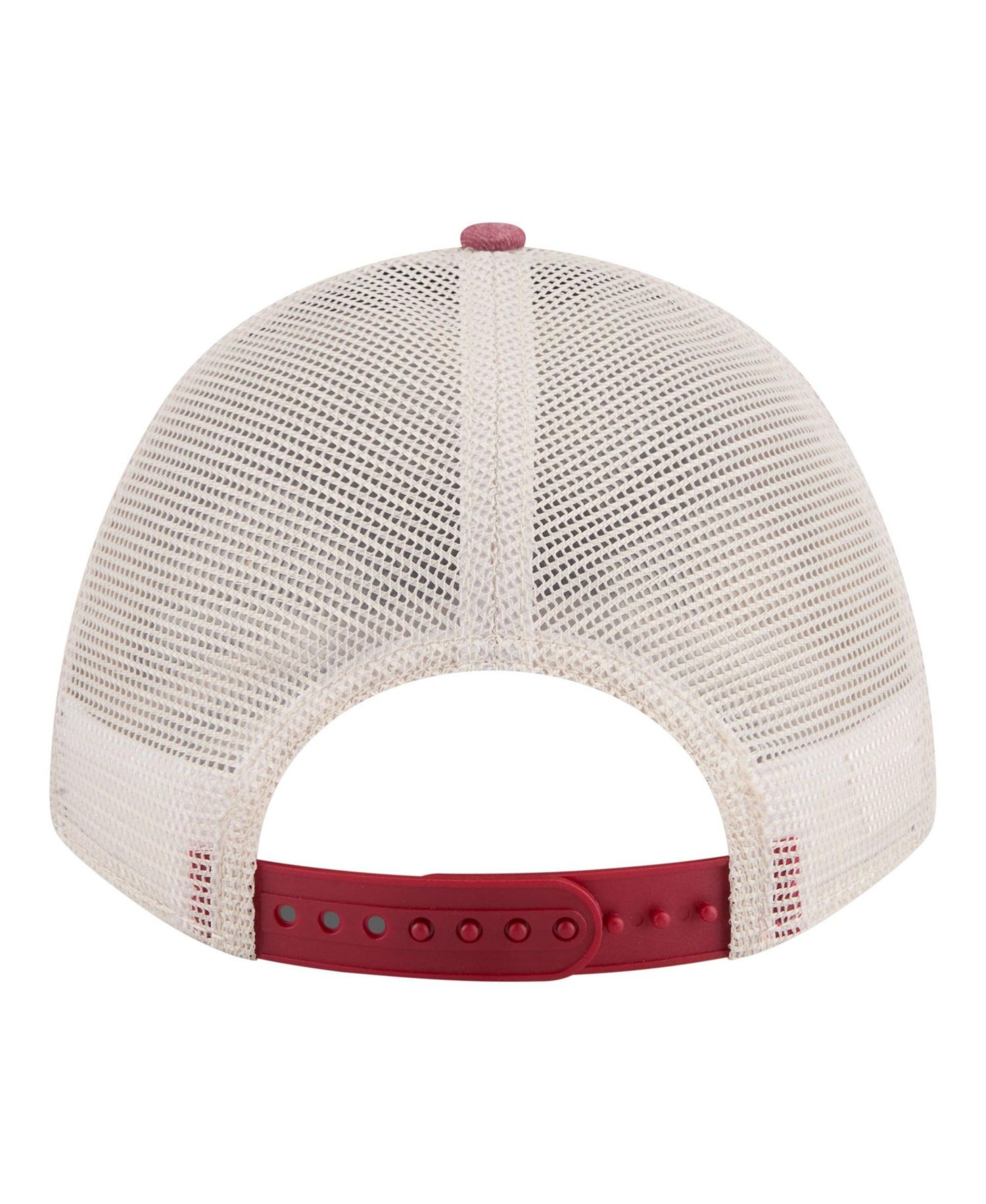 Men's Stone/Crimson Alabama Crimson Tide Frayed Patch 9FORTY M-Crown A-Frame Trucker Adjustable Hat