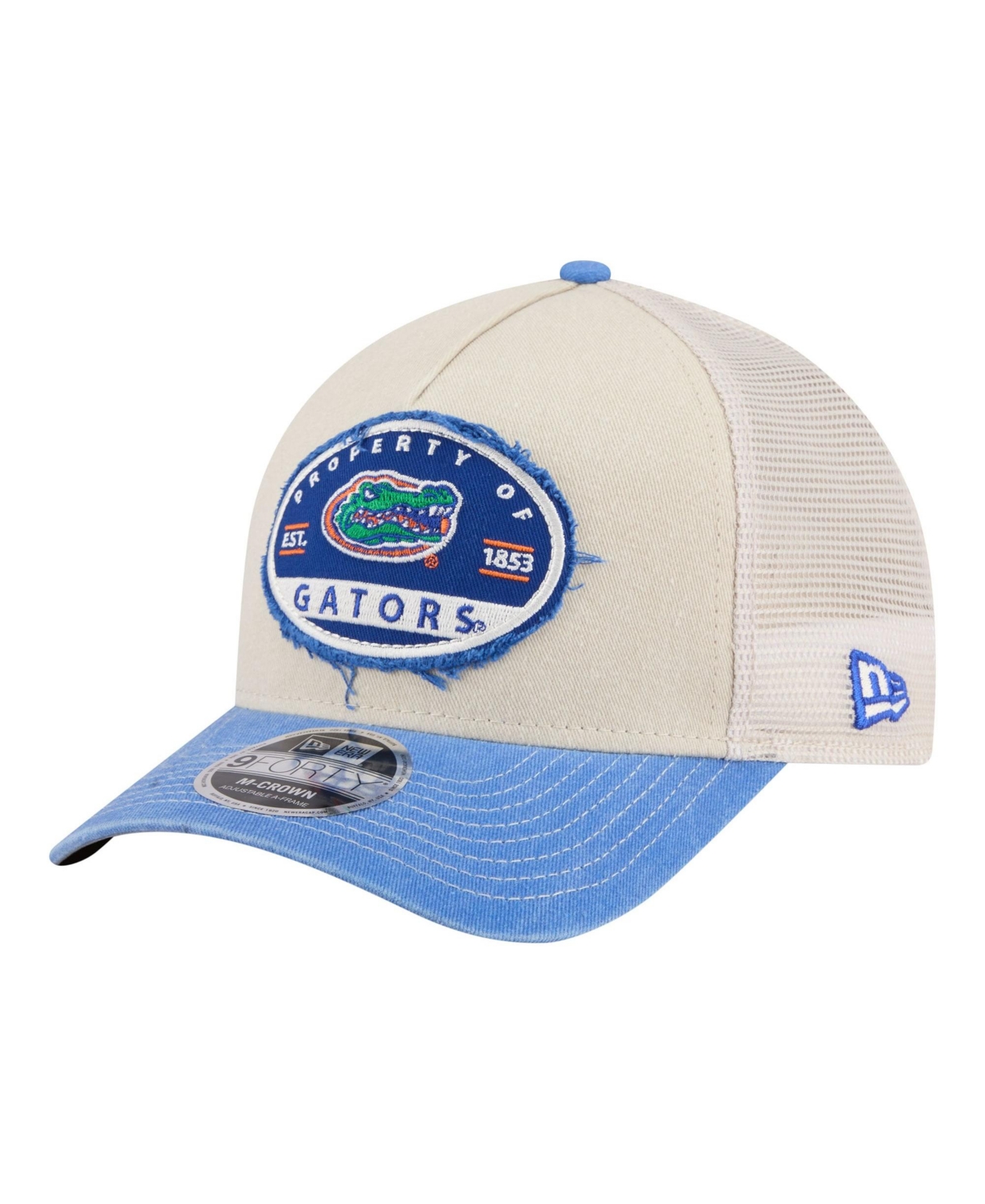 New Era Men's Stone/Royal Florida Gators Frayed Patch 9FORTY M-Crown A-Frame Trucker Adjustable Hat