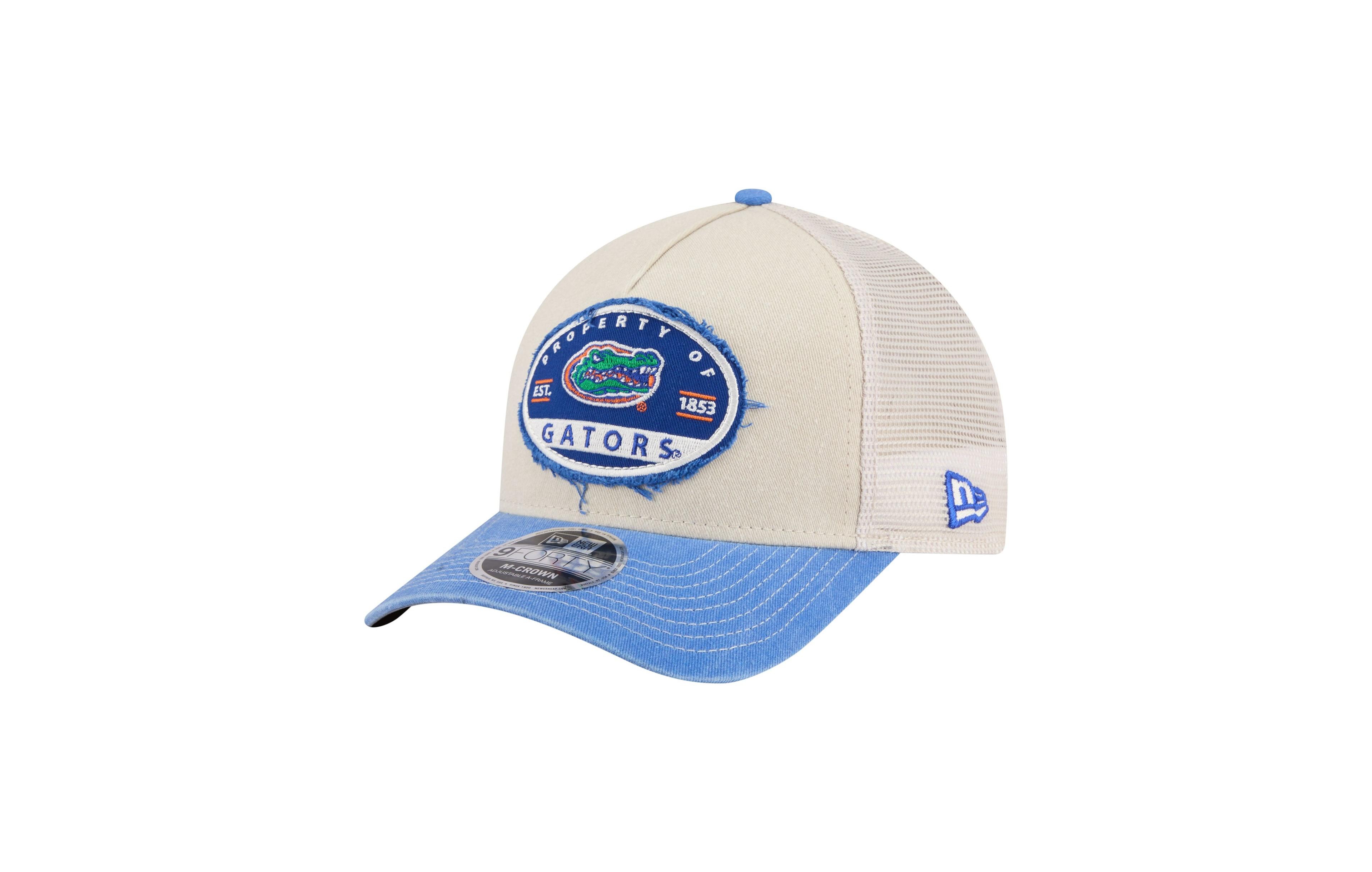 New Era Men's Stone/Royal Florida Gators Frayed Patch 9FORTY M-Crown A-Frame Trucker Adjustable Hat