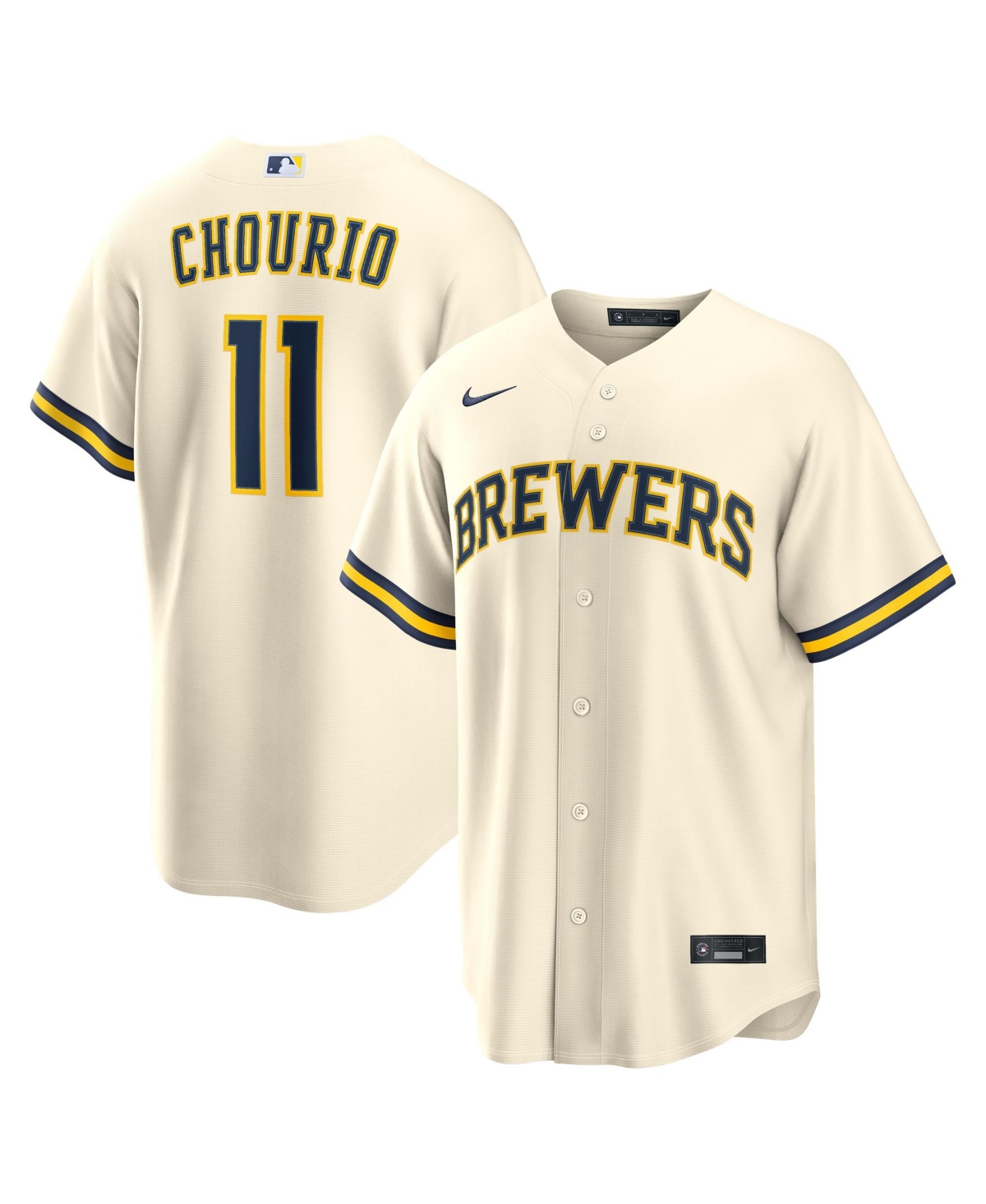 Nike Men's Jackson Chourio Cream Milwaukee Brewers Home Replica Jersey