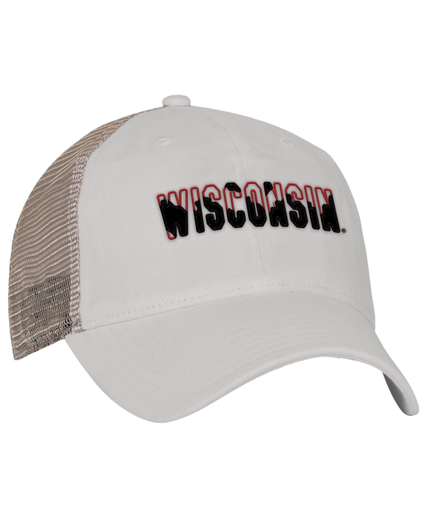 Men's Cream Wisconsin Badgers College Essentials Adjustable Trucker Hat