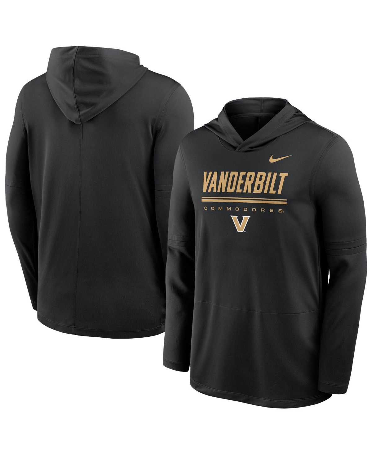 Nike Men's Black Vanderbilt Commodores 2026 Sideline Dri-fit Lightweight Hooded Top