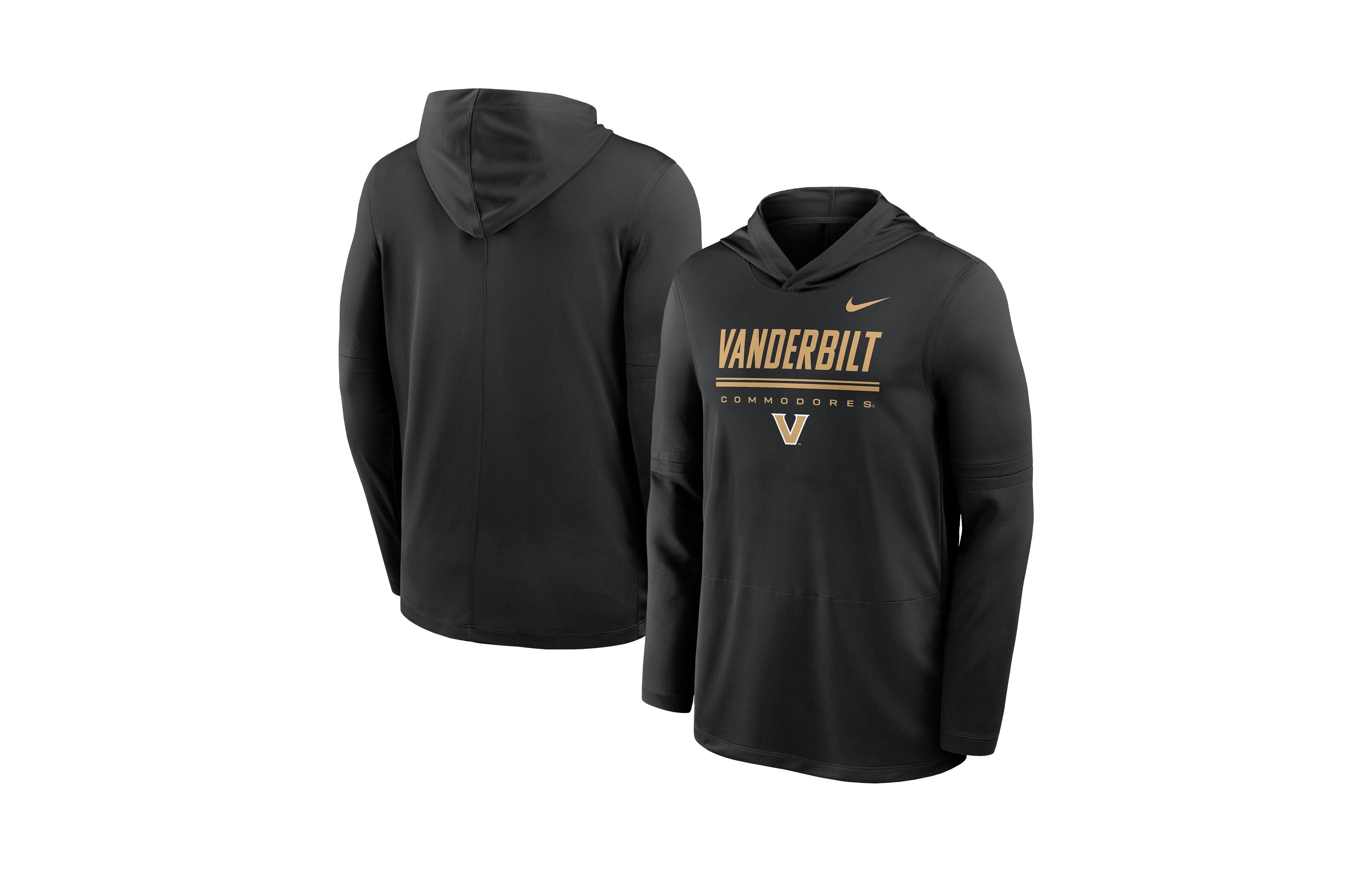Nike Men's Black Vanderbilt Commodores 2026 Sideline Dri-fit Lightweight Hooded Top