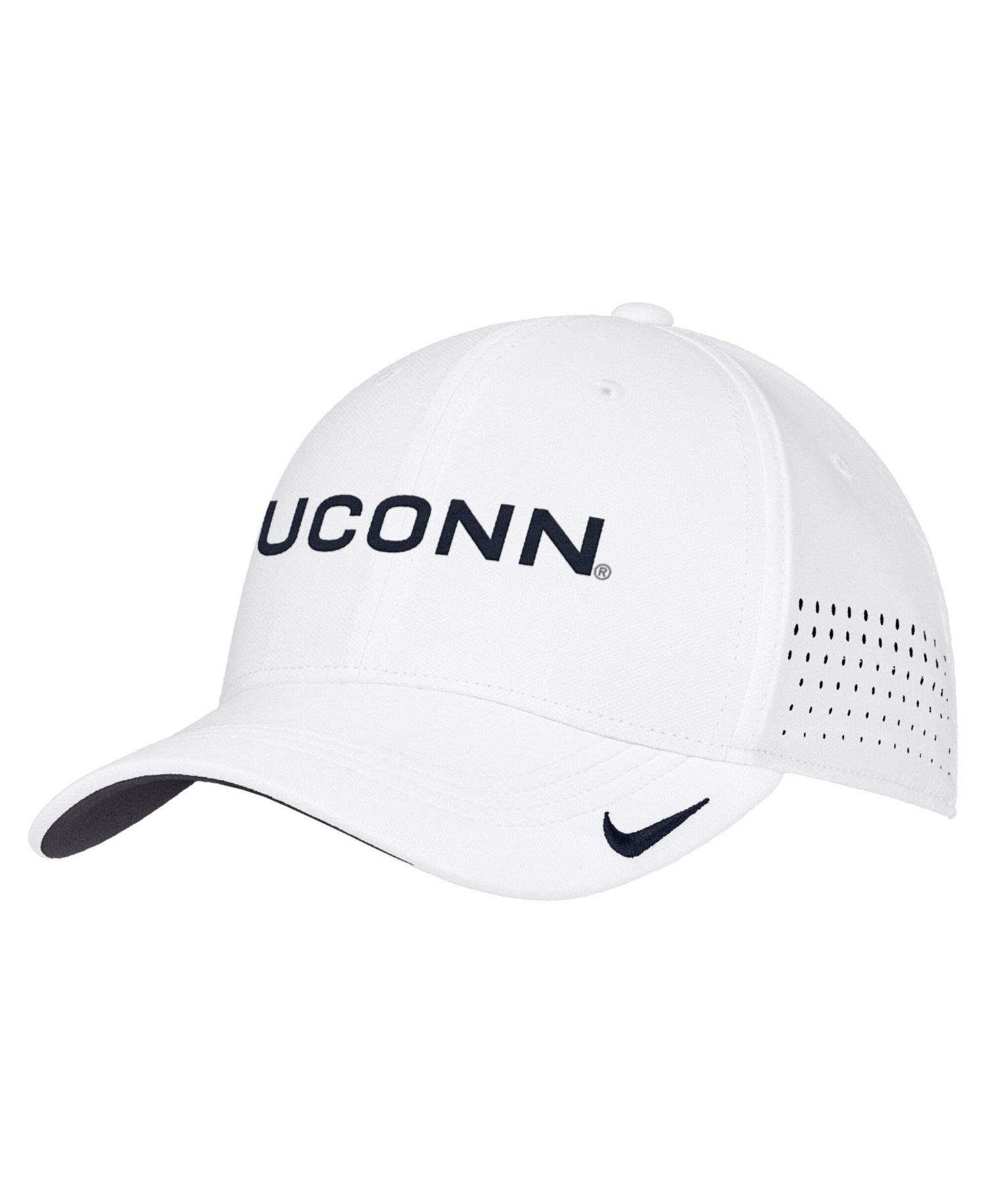 Men's White UConn Huskies 2026 On-Field AeroBill SwooshFlex Dri-FIT Hat