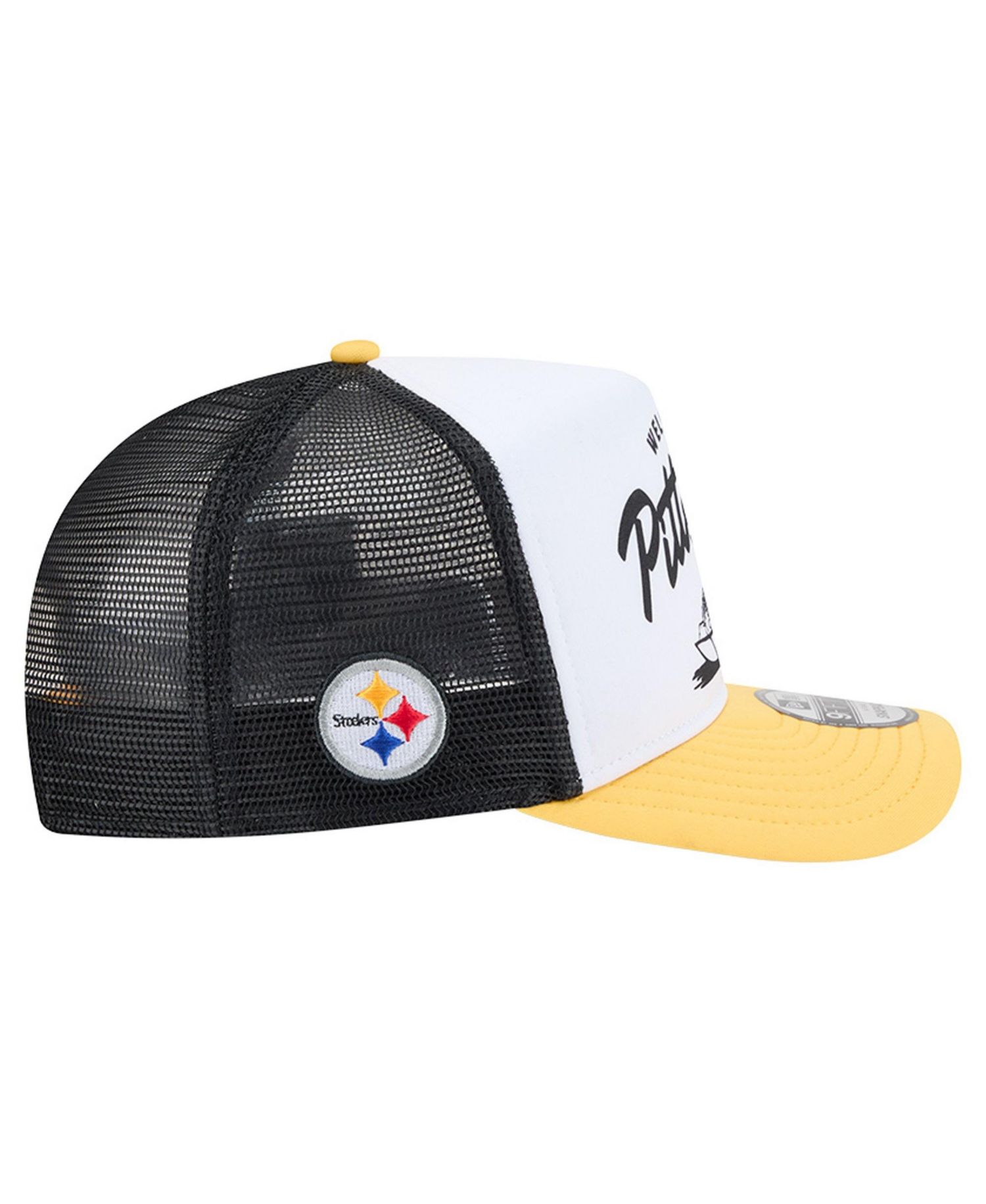 Men's White/Gold Pittsburgh Steelers Foodie 9FIFTY A-Frame Trucker Snapback Hat