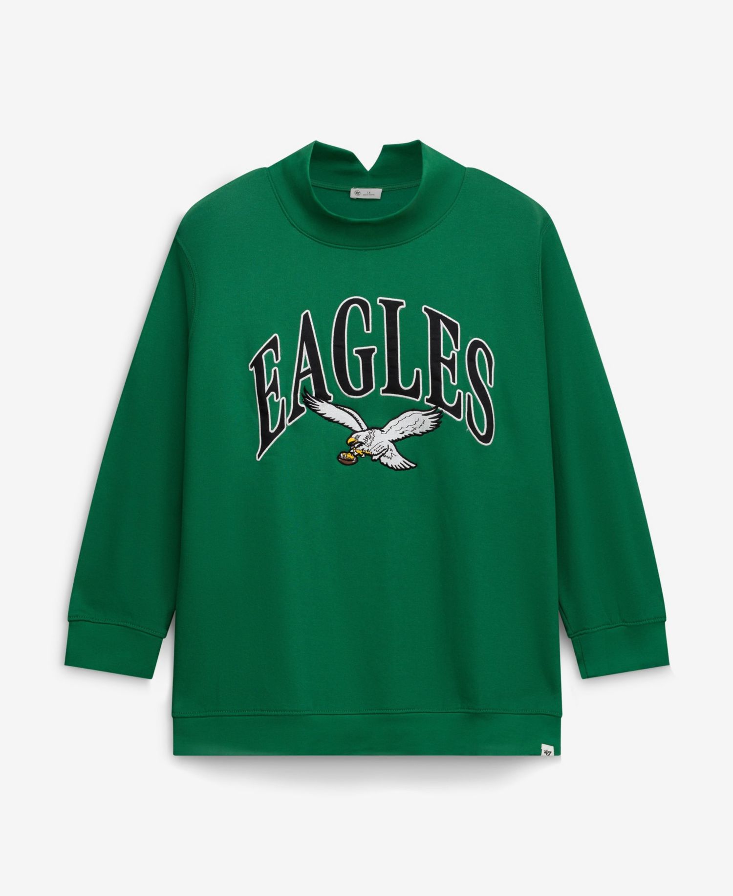 Women's '47 Kelly Green Philadelphia Eagles Plus Size Vantage Mock Neck Pullover