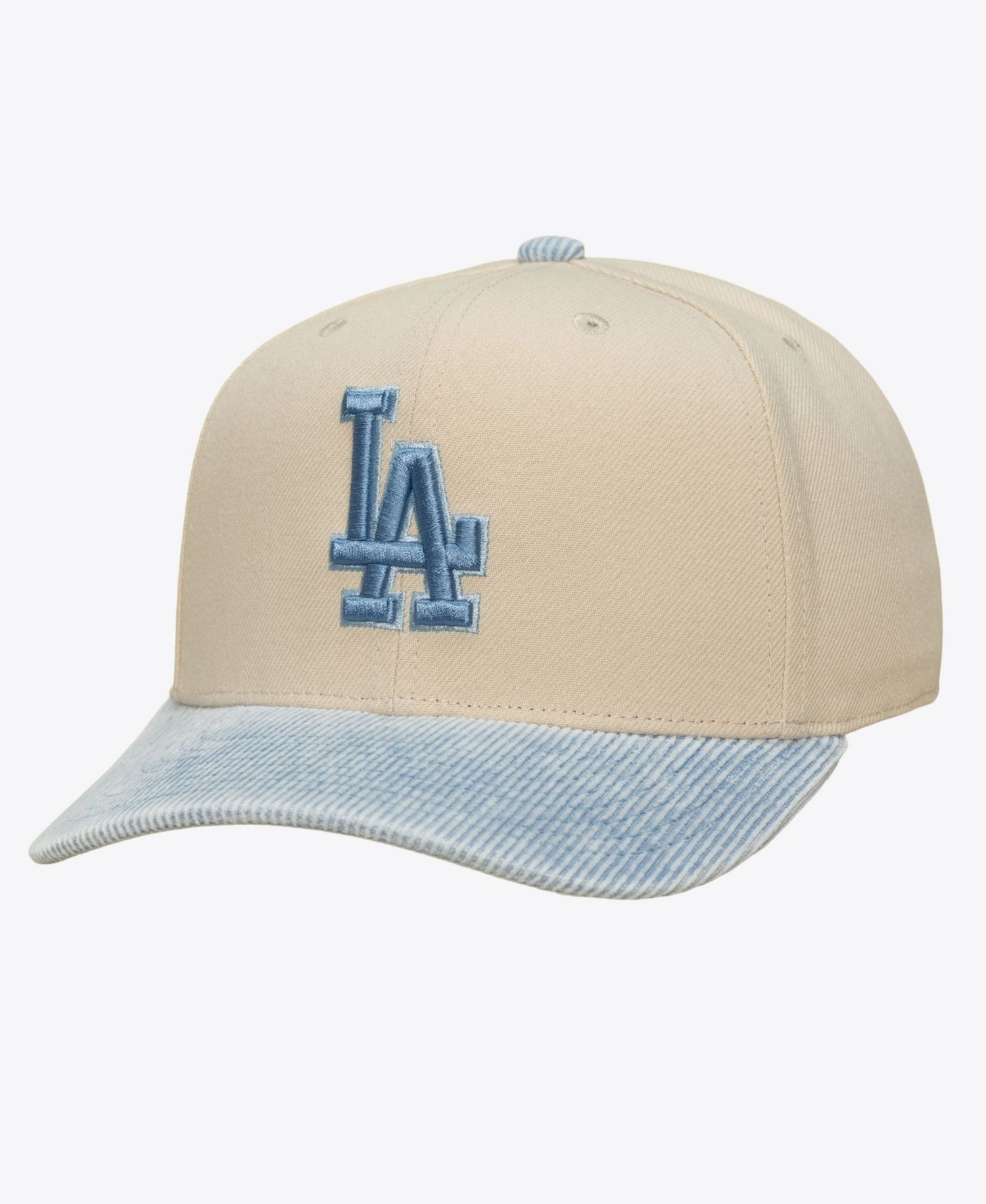 Men's Cream/Light Blue Los Angeles Dodgers Washed Corduroy Pro Crown Snapback Hat