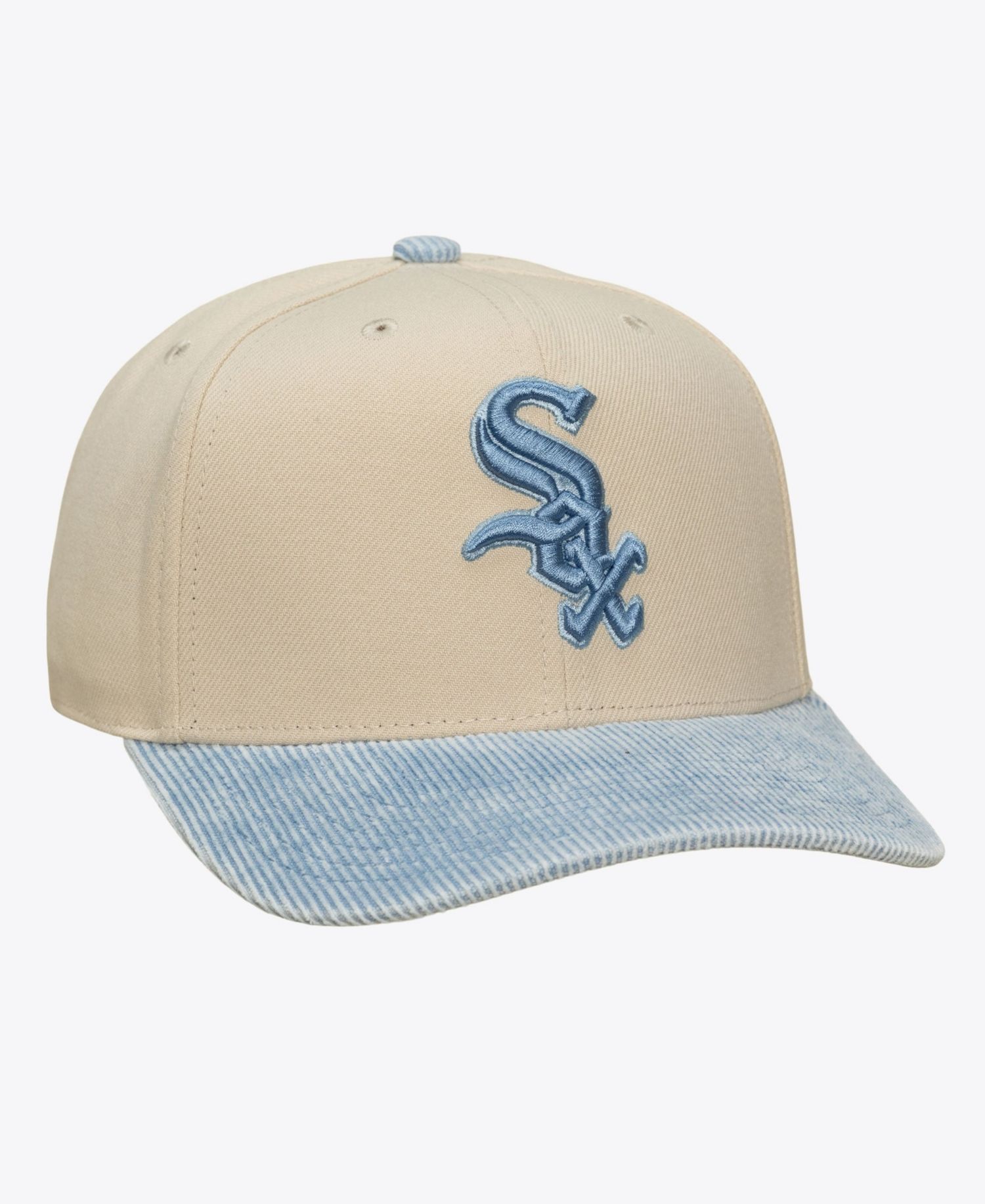 Men's Cream/Light Blue Chicago White Sox Washed Corduroy Pro Crown Snapback Hat