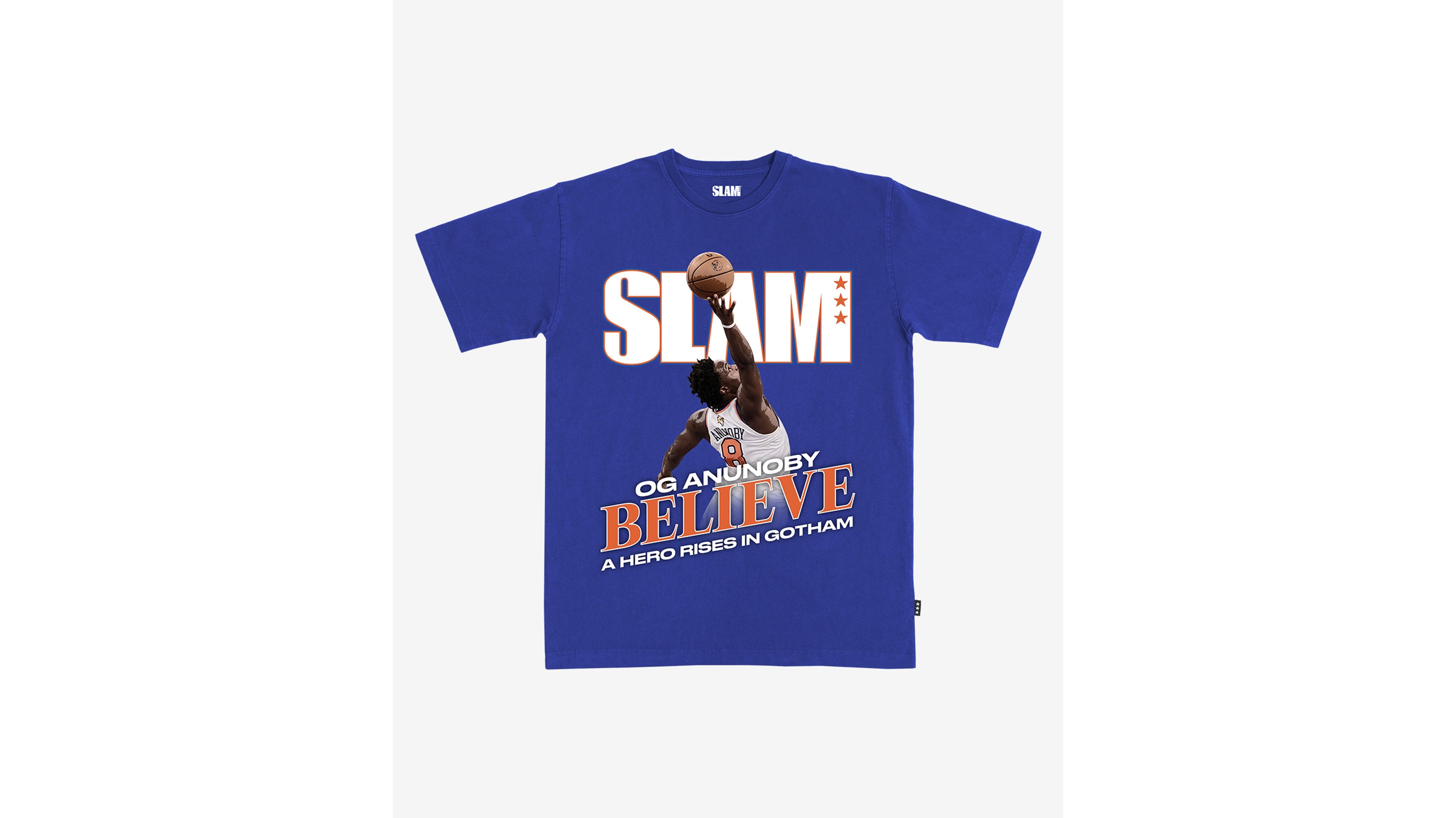 Slam Men's and Women's Og Anunoby Blue New York Knicks 2026 Nba Finals Game 4 Tip-In T-Shirt