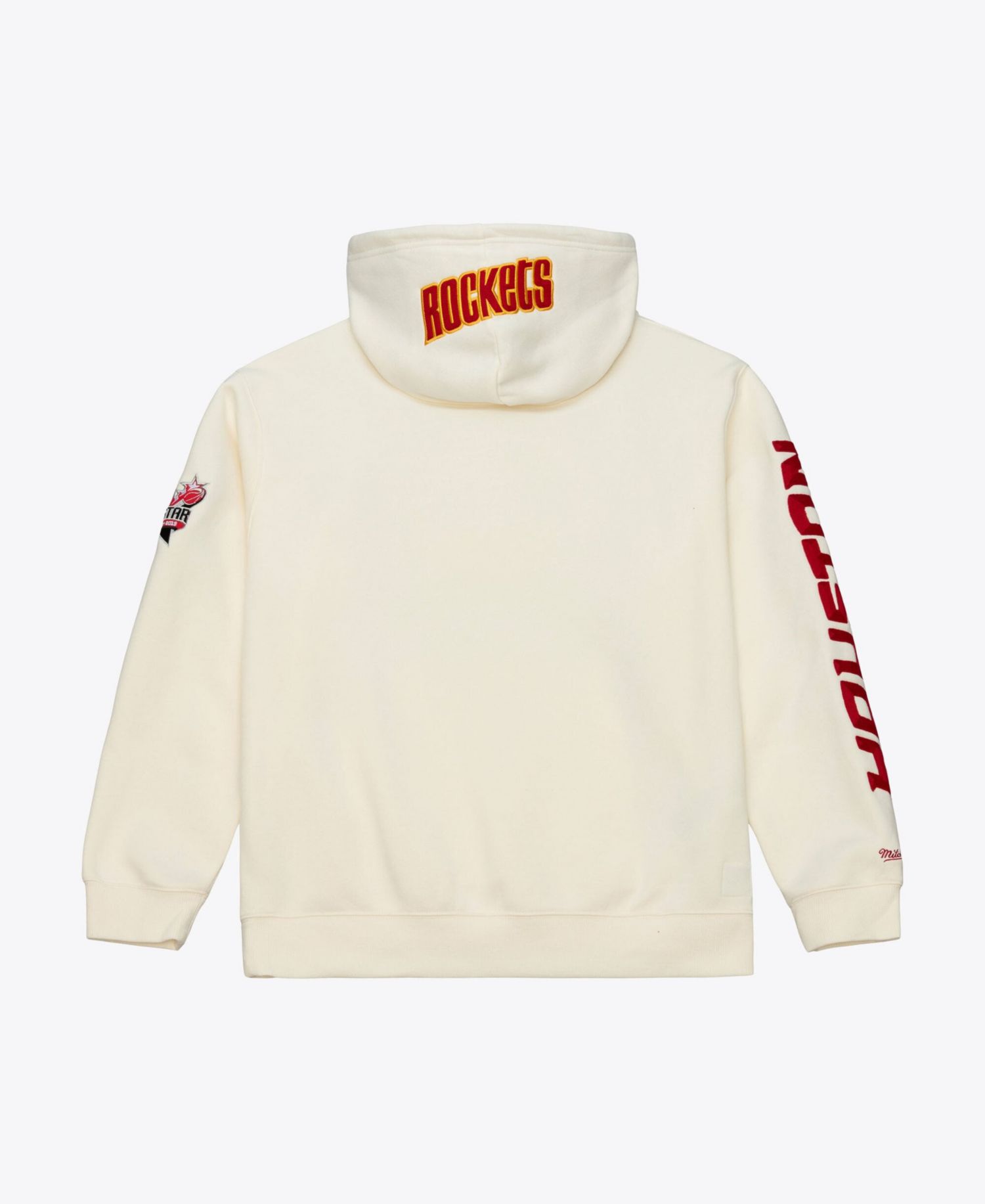 Men's Cream Houston Rockets Hardwood Classics Chainstitch Premium Fleece Hoodie