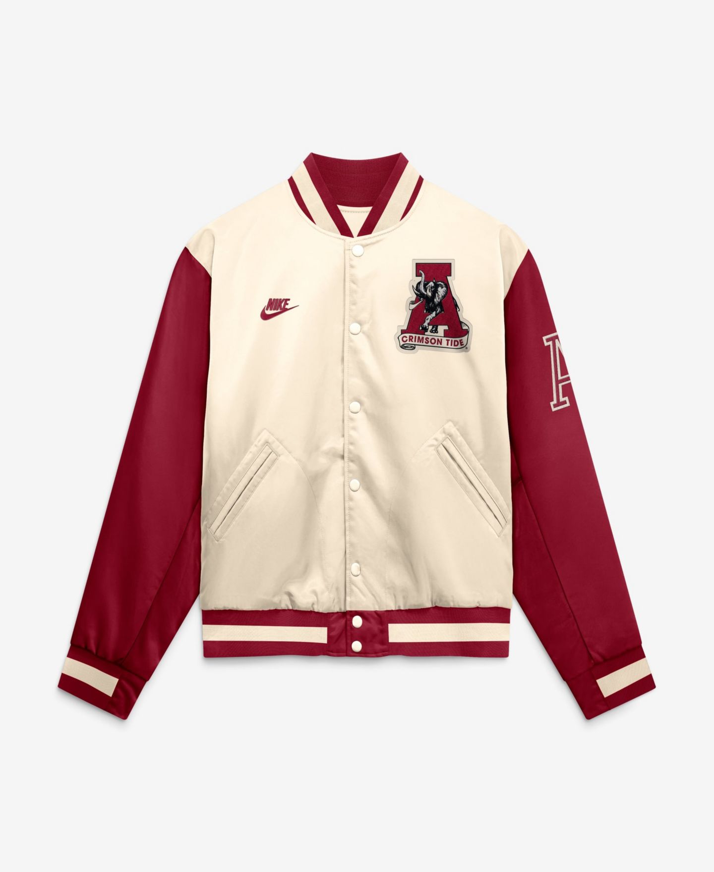 Мужская куртка Nike Natural/Crimson Alabama Crimson Tide Legacy Full-Snap Bomber — фото 4