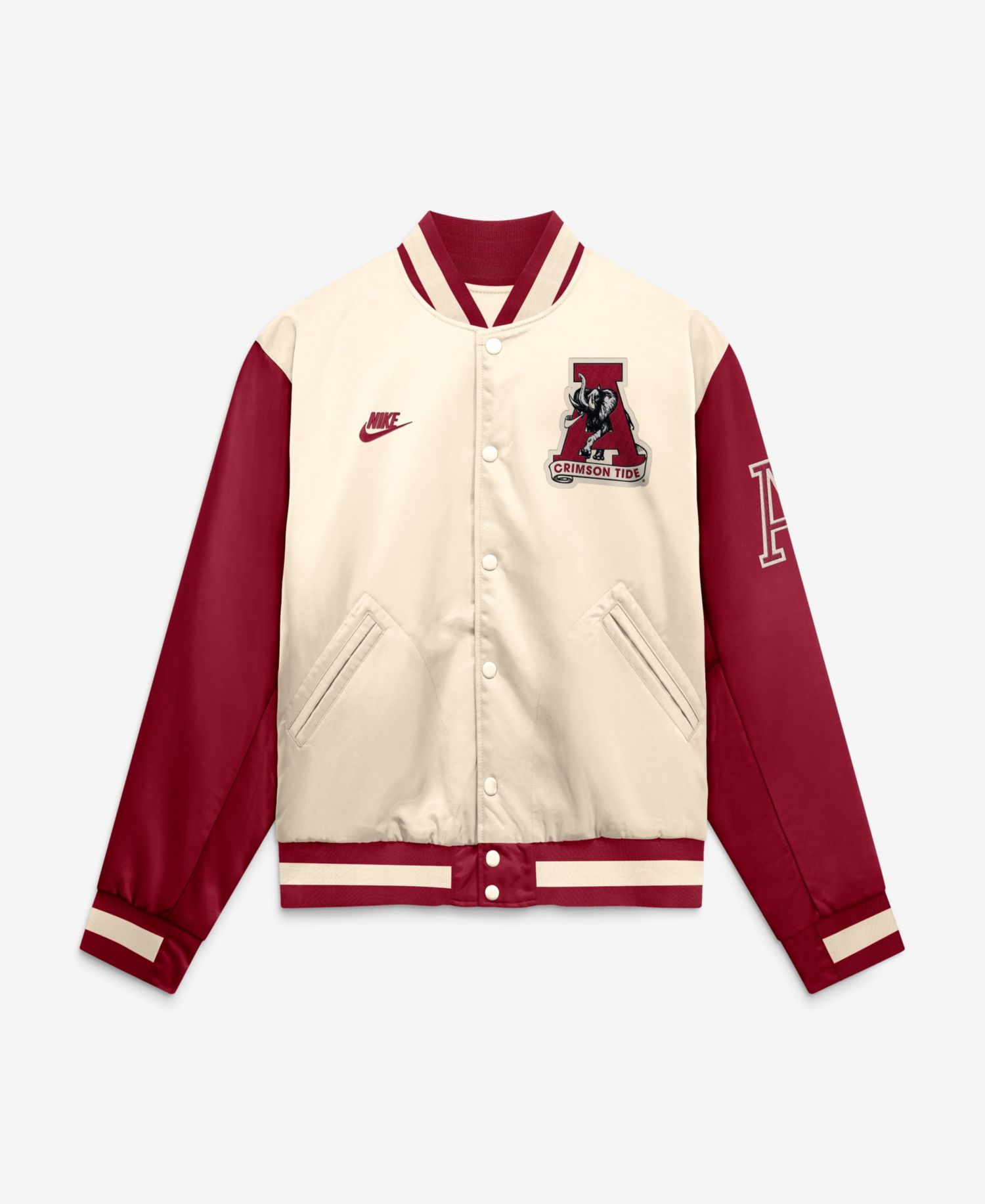 Men's Natural/Crimson Alabama Crimson Tide Legacy Full-Snap Bomber Jacket