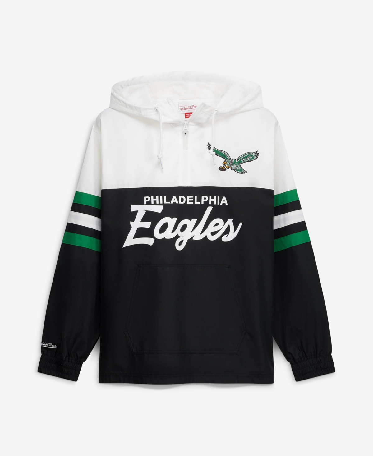 Mitchell & Ness Men's Black Philadelphia Eagles Head Coach Anorak Quarter-Zip Windbreaker Jacket