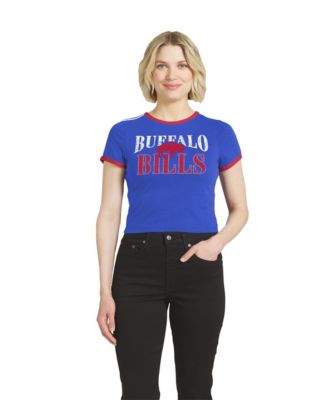 Women's Royal Buffalo Bills Cropped Throwback Ringer Baby T-Shirt