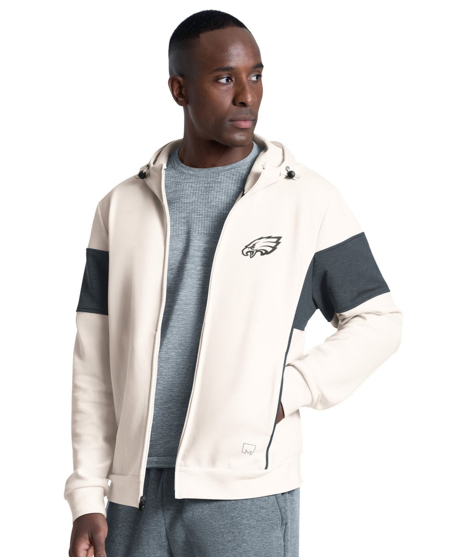 Men's Cream Philadelphia Eagles Competition Full Zip Hoodie