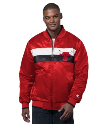 Men's Red/Black Chicago Bulls The Ambassador Satin Varsity Jacket
