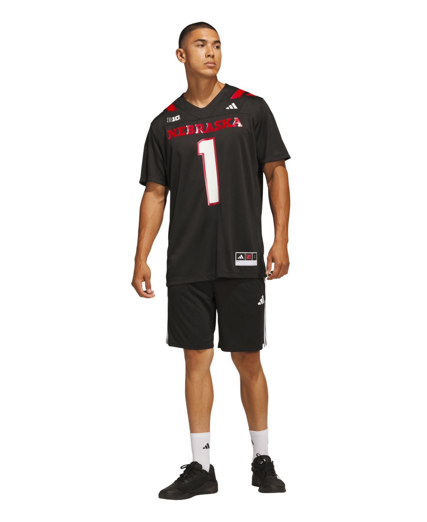 Мужской топ adidas #1 Black Nebraska Huskers Our Red Burns Brighter Premier Strategy Jersey — фото 5