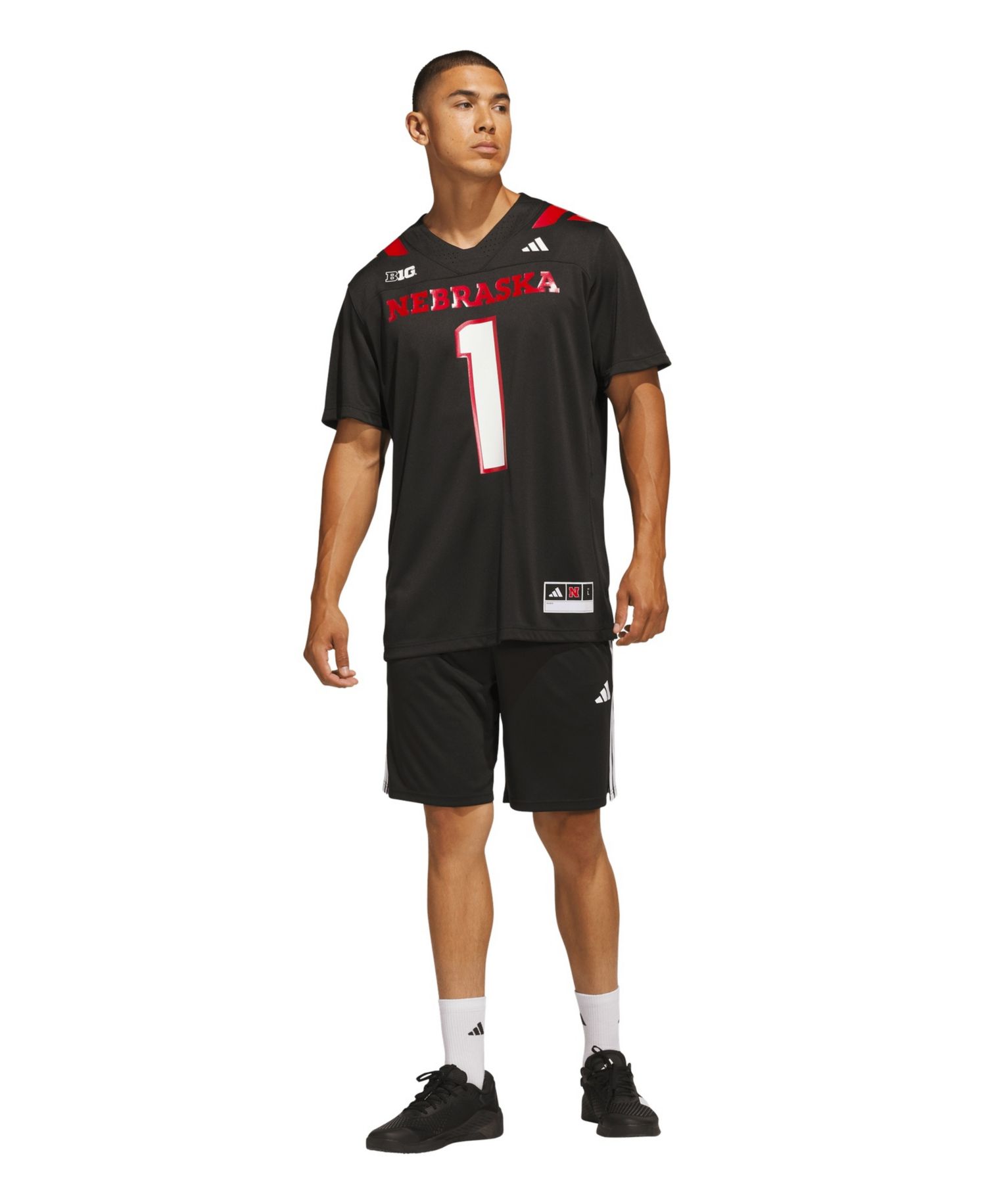 Men's #1 Black Nebraska Huskers Our Red Burns Brighter Premier Strategy Jersey