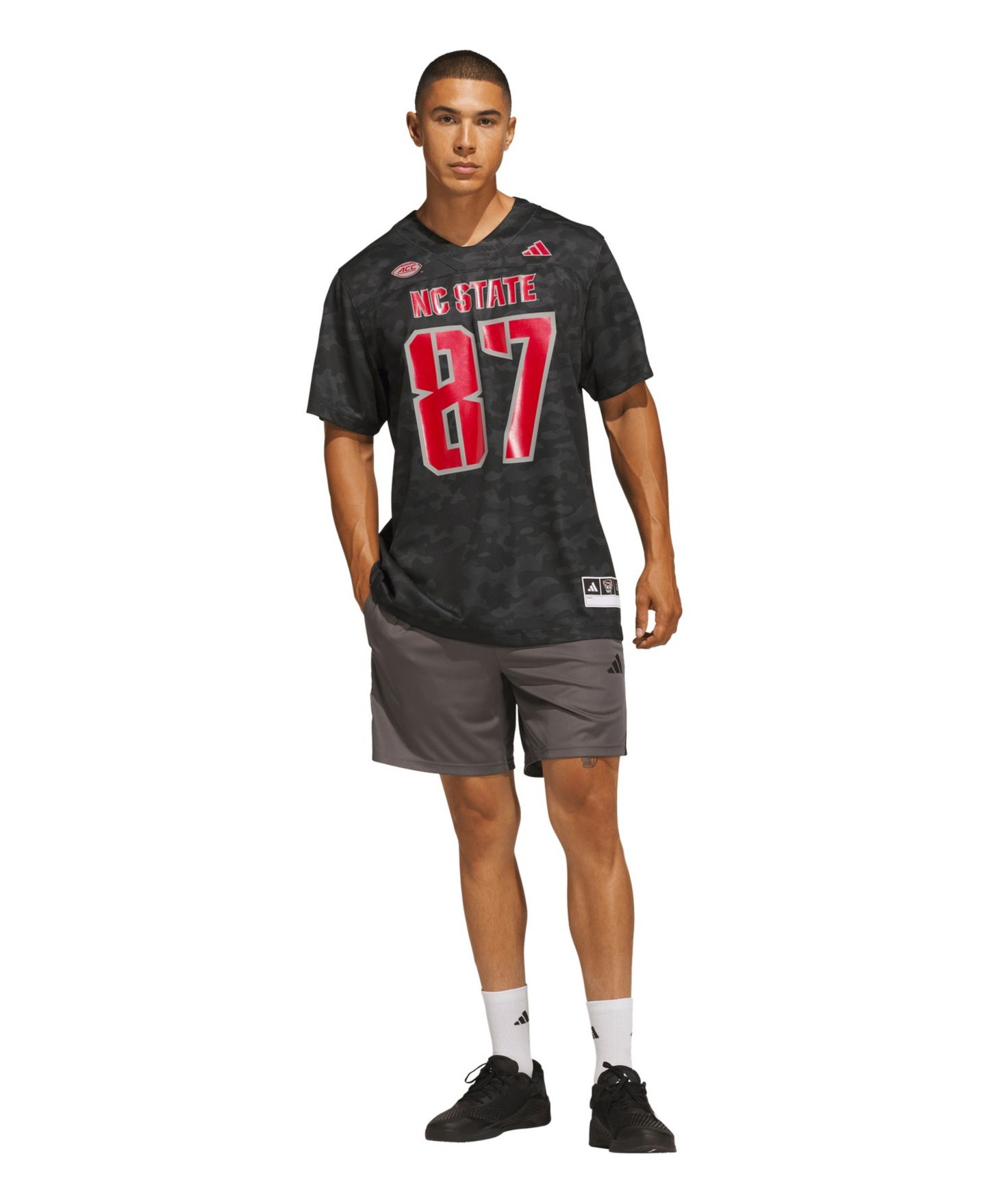 Мужской топ adidas #87 Black NC State Wolfpack Honor & Support Premier Strategy Jersey — фото 2