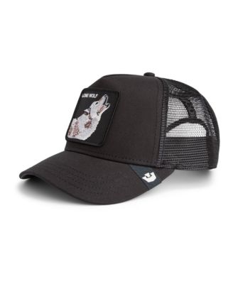 Men's  Black Lone Wolf Adjustable Trucker Hat