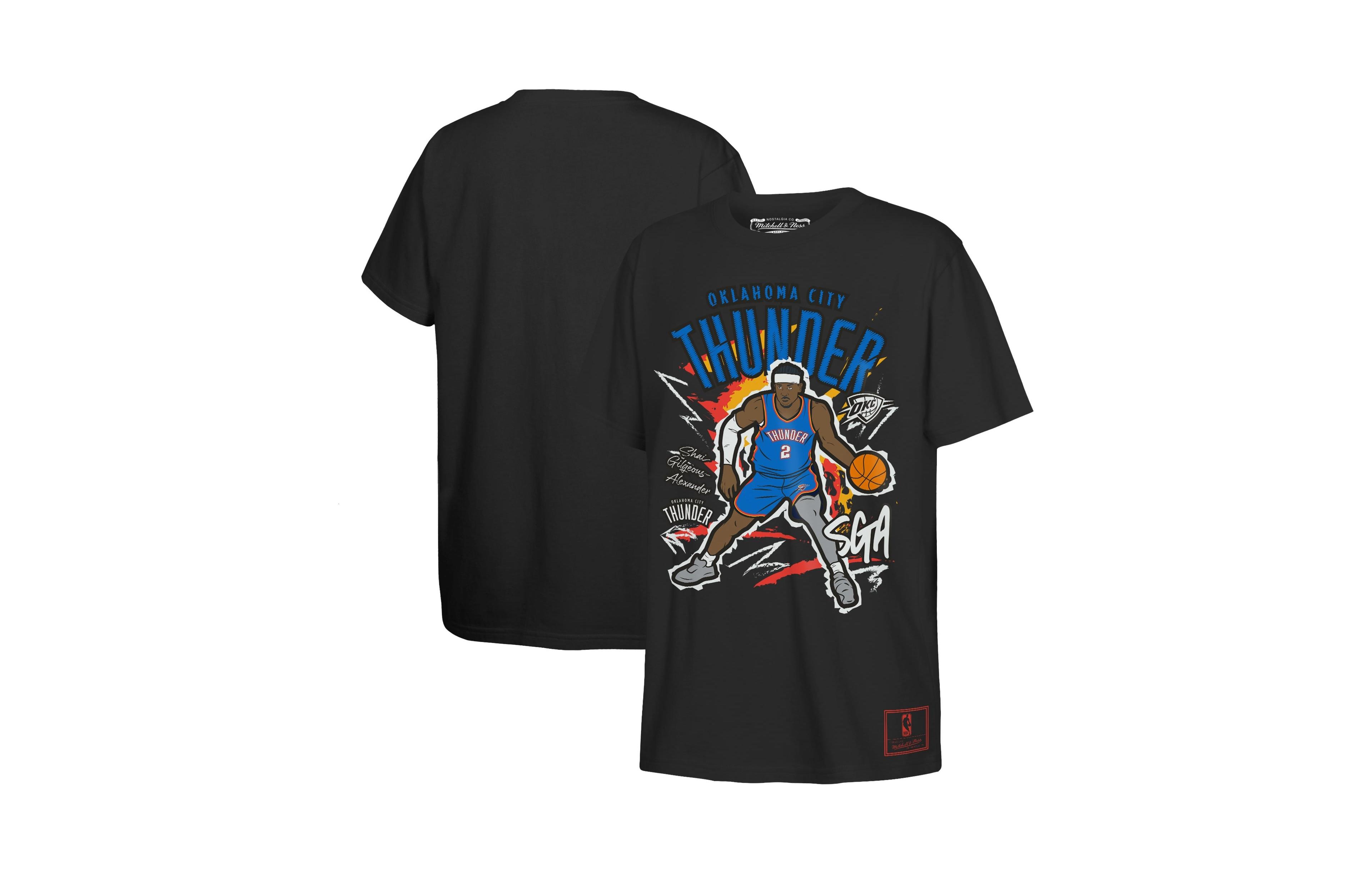 Mitchell & Ness Big Boys and Girls Shai Gilgeous-Alexander Black Oklahoma City Thunder Chalked Up Player T-Shirt