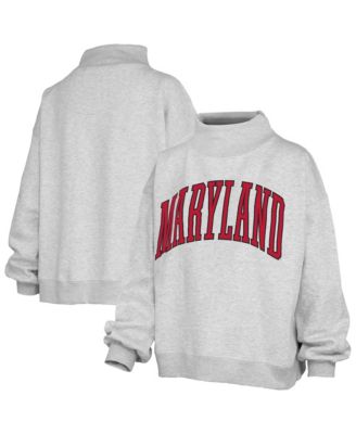 Women's Gray Maryland Terrapins Oversized Nelson Mock Neck Sweatshirt