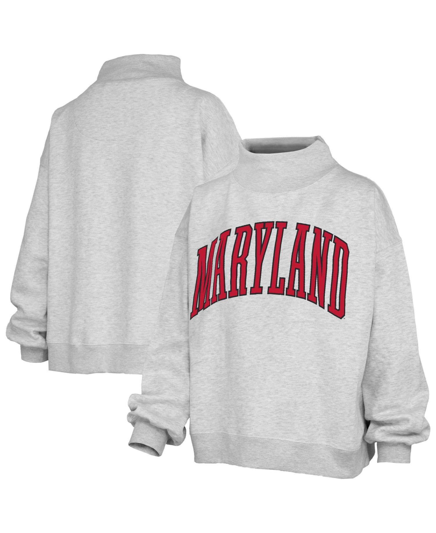 Women's Gray Maryland Terrapins Oversized Nelson Mock Neck Sweatshirt