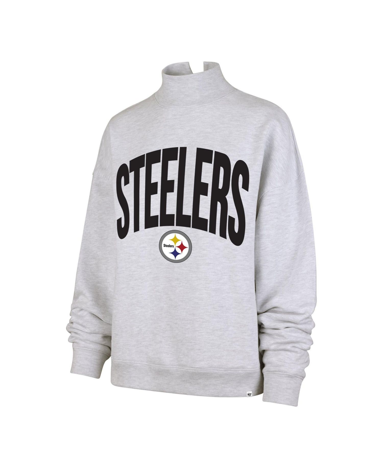 Women's '47 Gray Pittsburgh Steelers Subtle Muse Mock Neck Sweatshirt