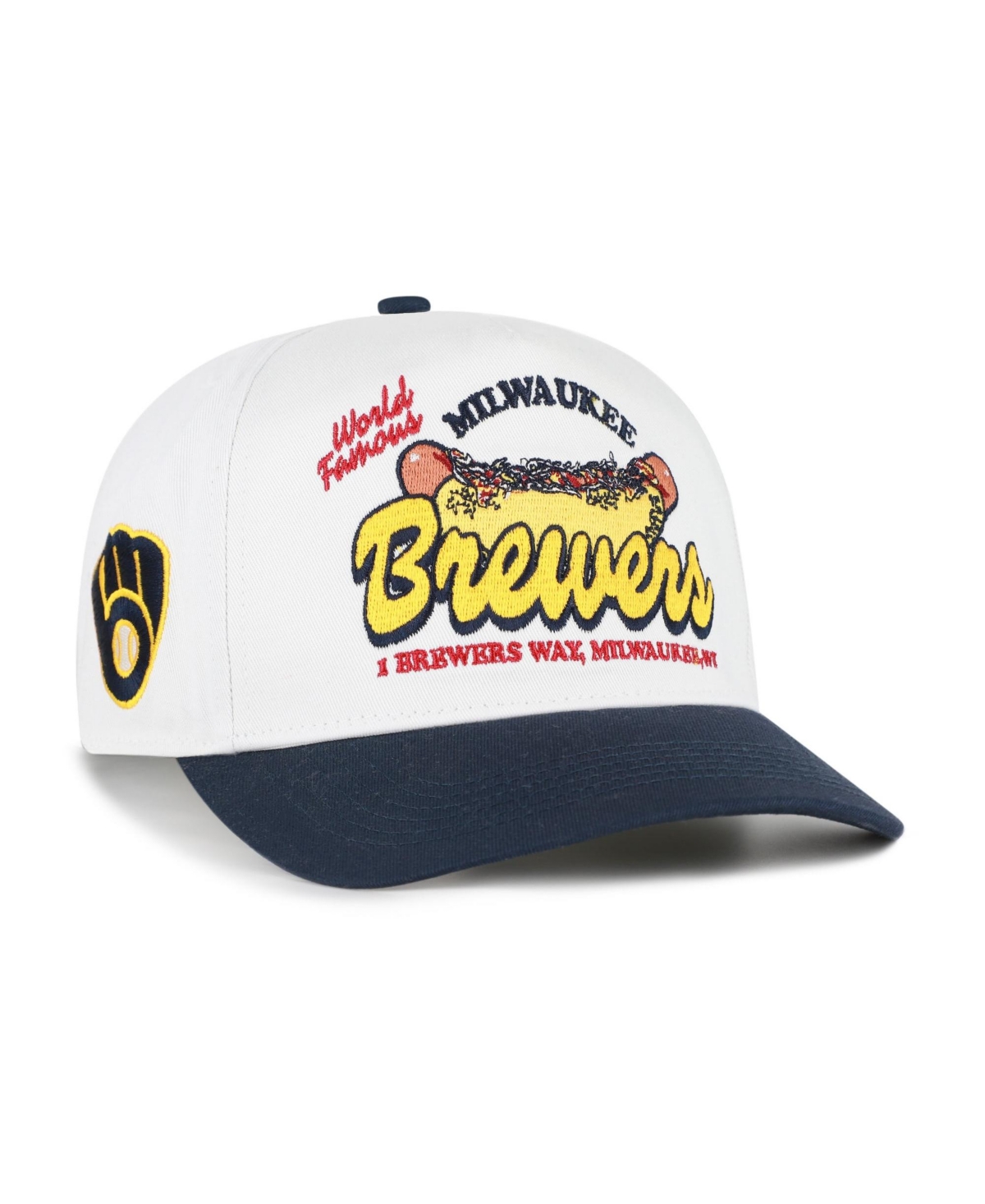 '47 Brand Men's White/Navy Milwaukee Brewers Glizzy Collection Hitch Adjustable Hat