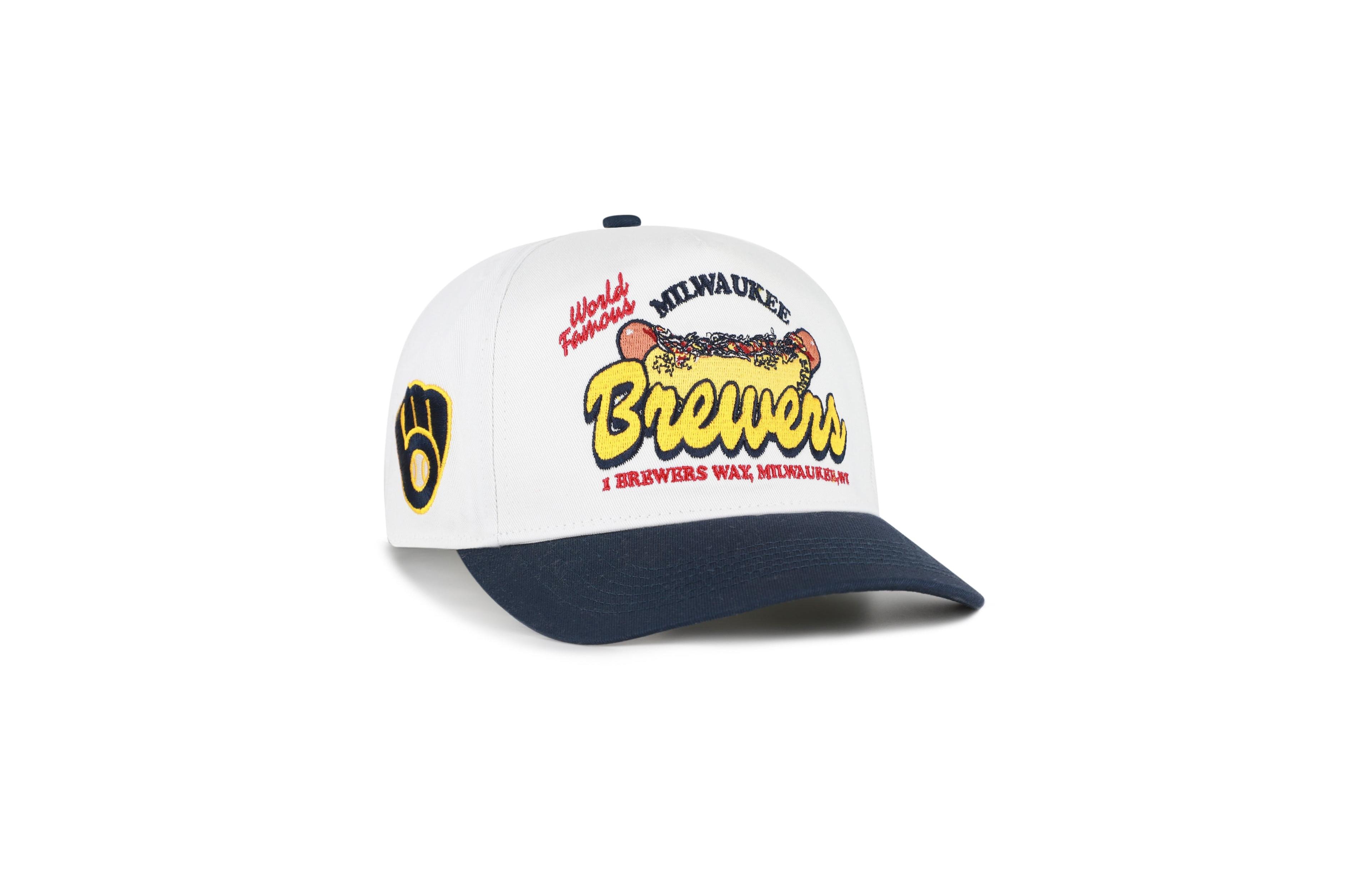 '47 Brand Men's White/Navy Milwaukee Brewers Glizzy Collection Hitch Adjustable Hat