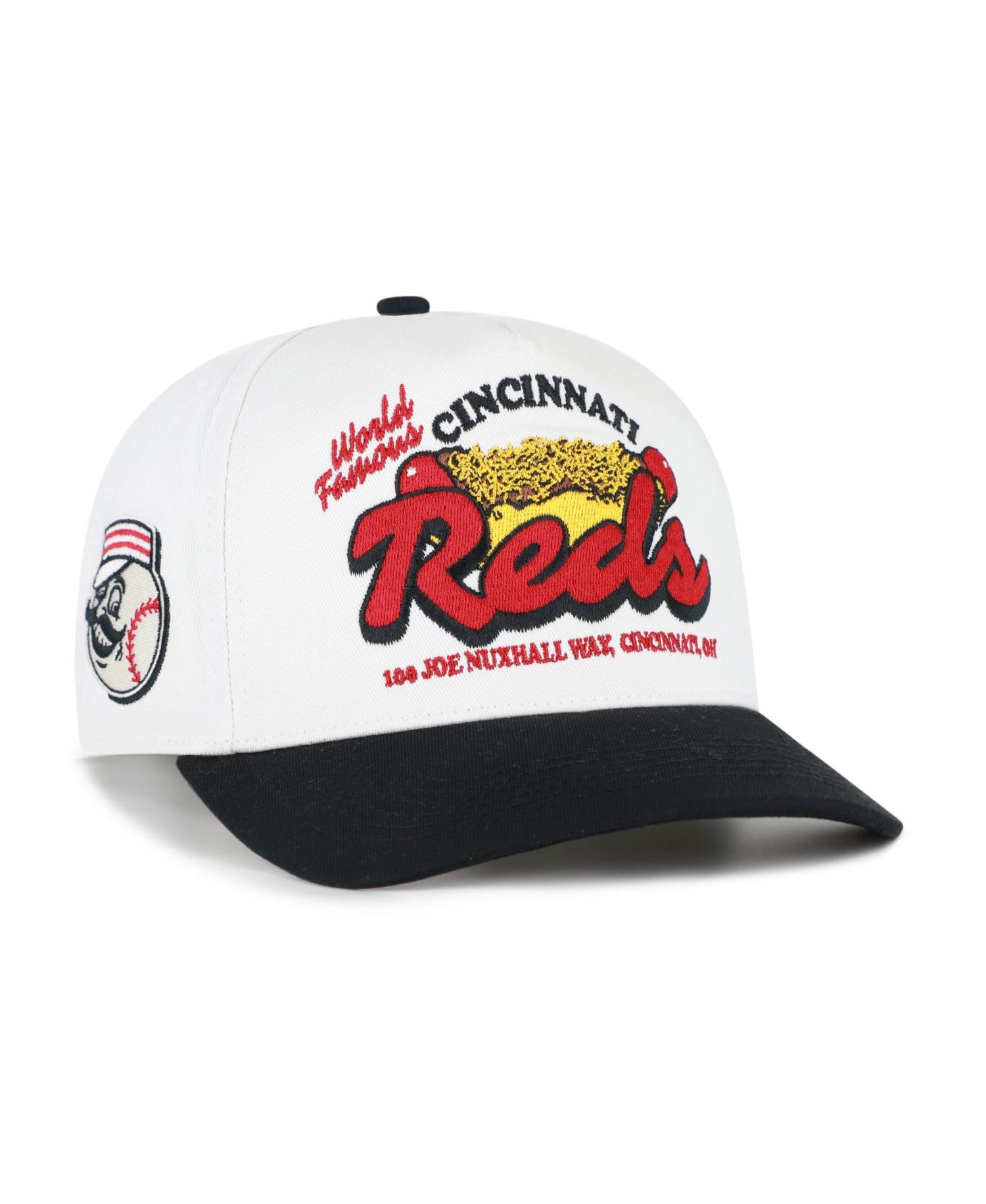 Men's '47 White/Black Cincinnati Reds Glizzy Collection Hitch Adjustable Hat
