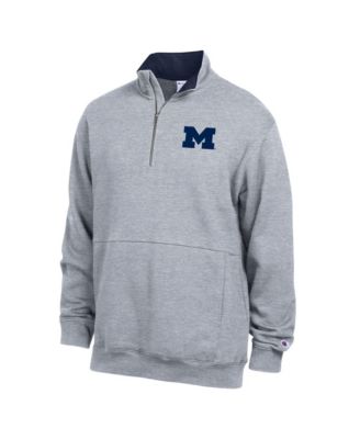 Men's Heather Gray Michigan Wolverines Fleece Quarter-Zip Pullover