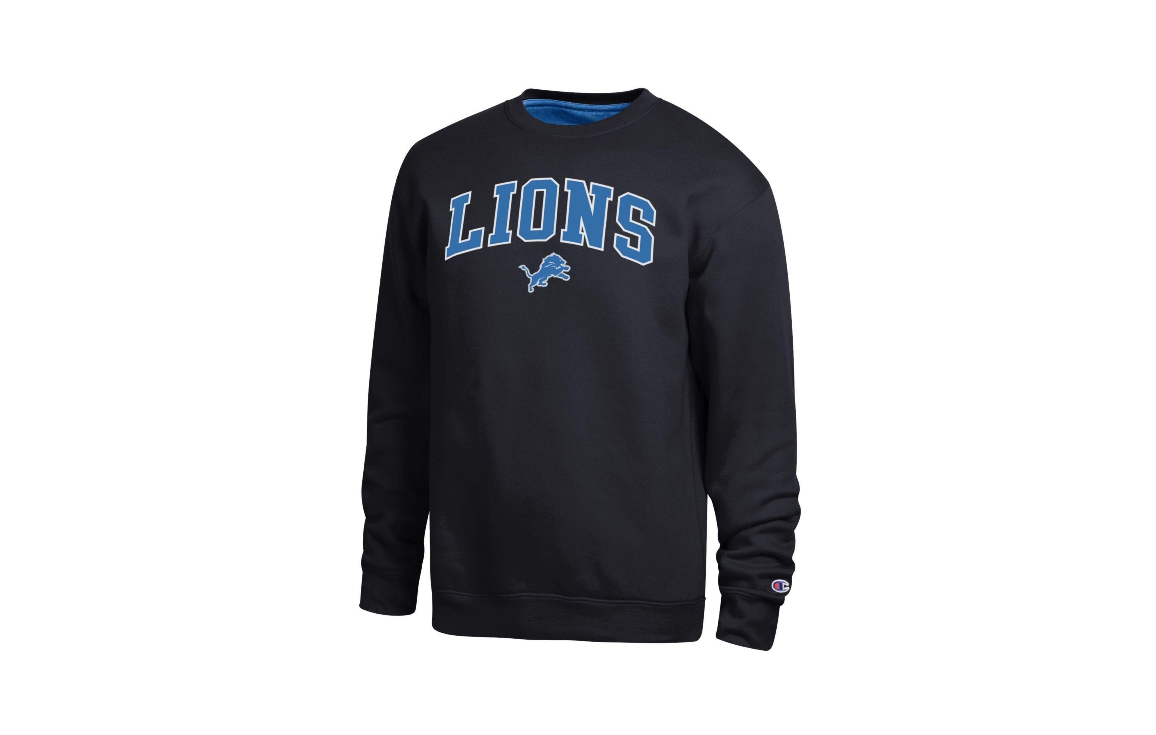 Champion Men's Black Detroit Lions Contrast Lined Sweatshirt