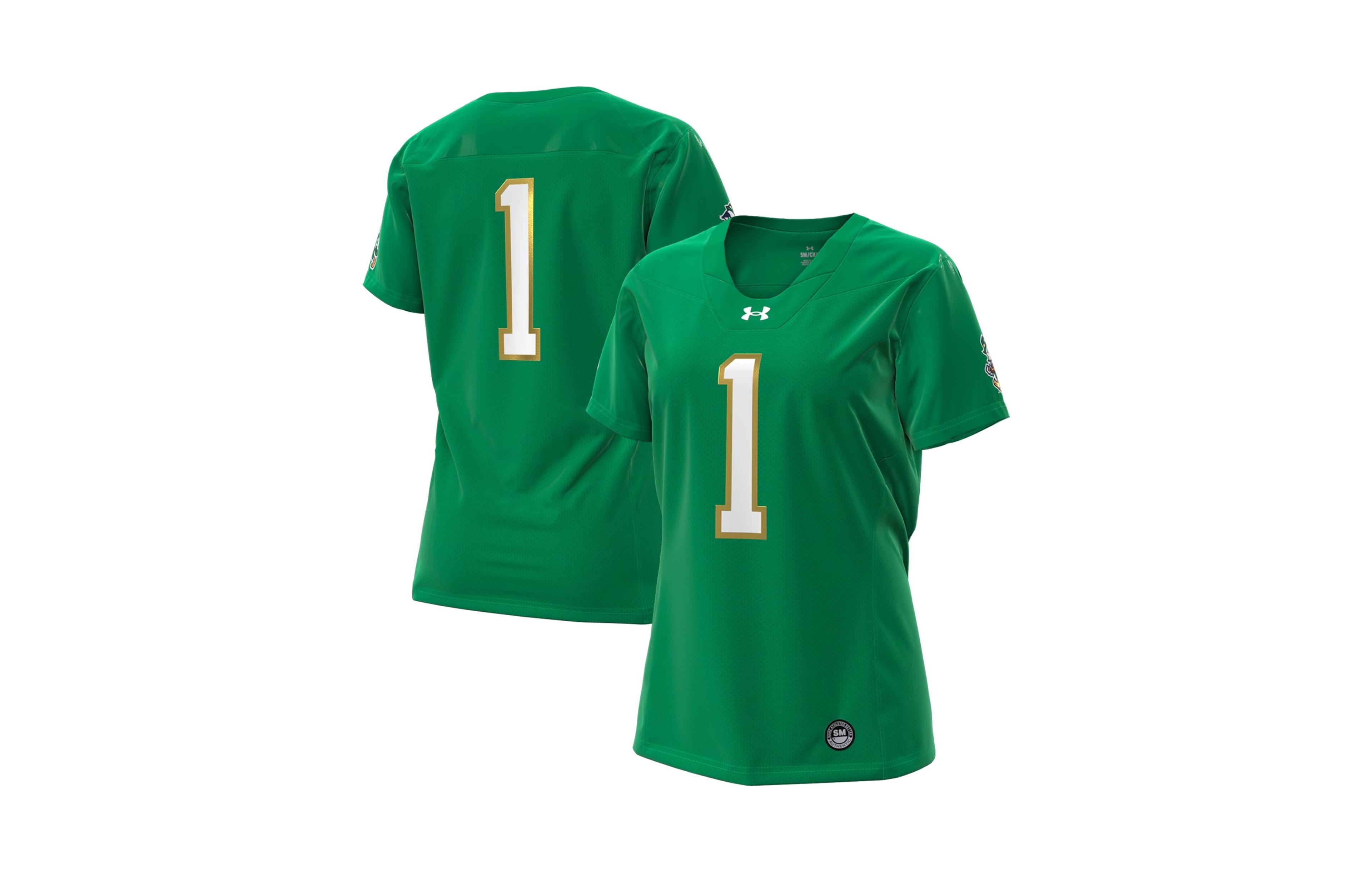 Under Armour Women's 1 Kelly Green Notre Dame Fighting Irish Wear Collection Football Replica Jersey