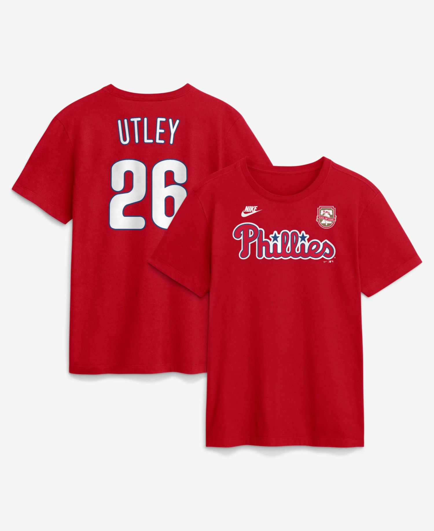 Men's Chase Utley Red Philadelphia Phillies Wall of Fame Name & Number T-Shirt