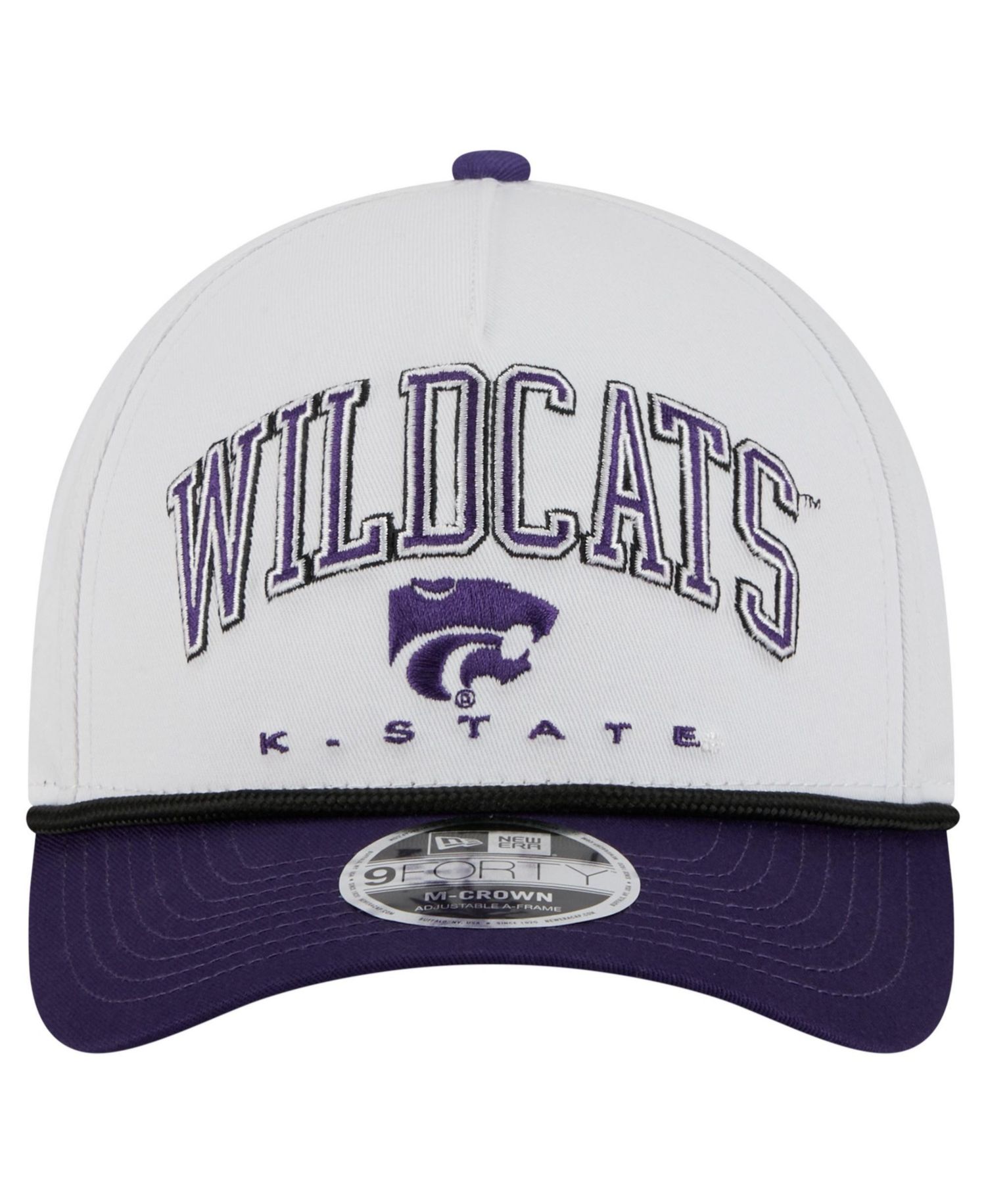 Men's White/Purple Kansas State Wildcats Arch Two-Tone Rope 9FORTY A-Frame M-Crown Adjustable Hat
