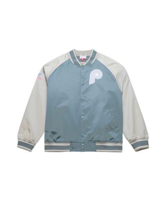 Men's  Gray Philadelphia Phillies Thunderstorm Head Coach Lightweight Satin Full-Snap Jacket