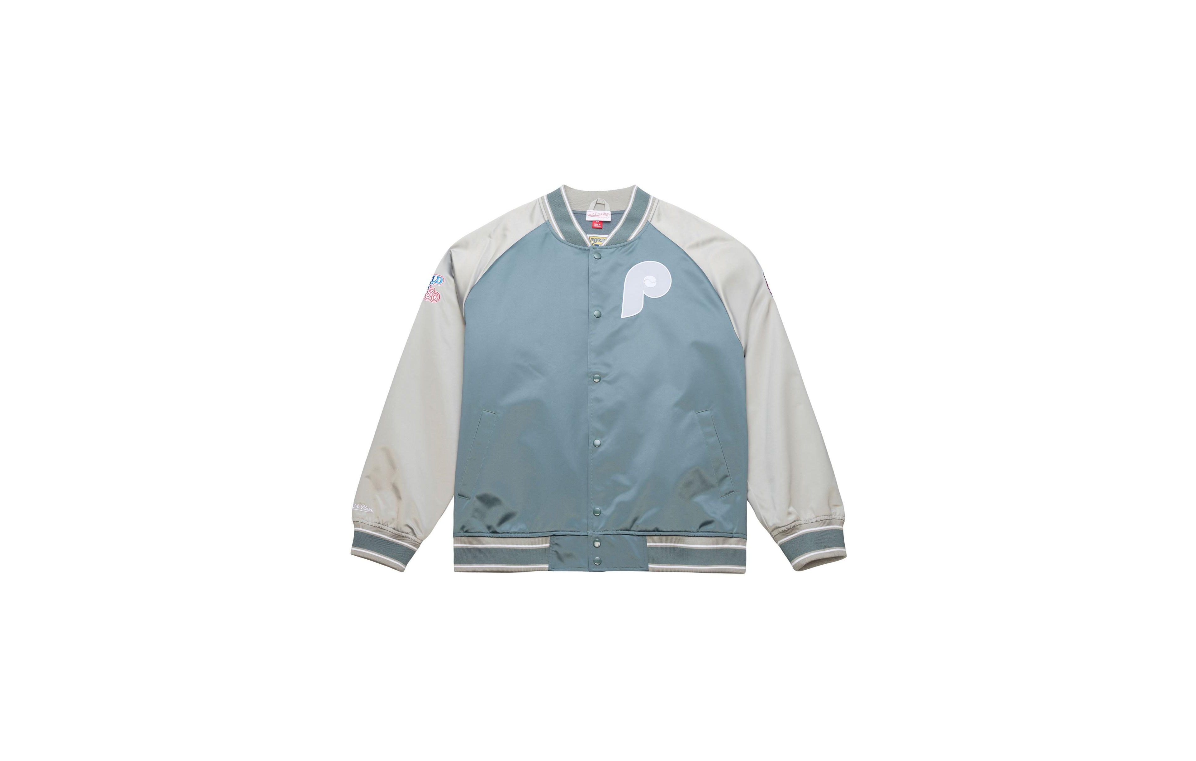 Mitchell & Ness Men's Gray Philadelphia Phillies Thunderstorm Head Coach Lightweight Satin Full-Snap Jacket