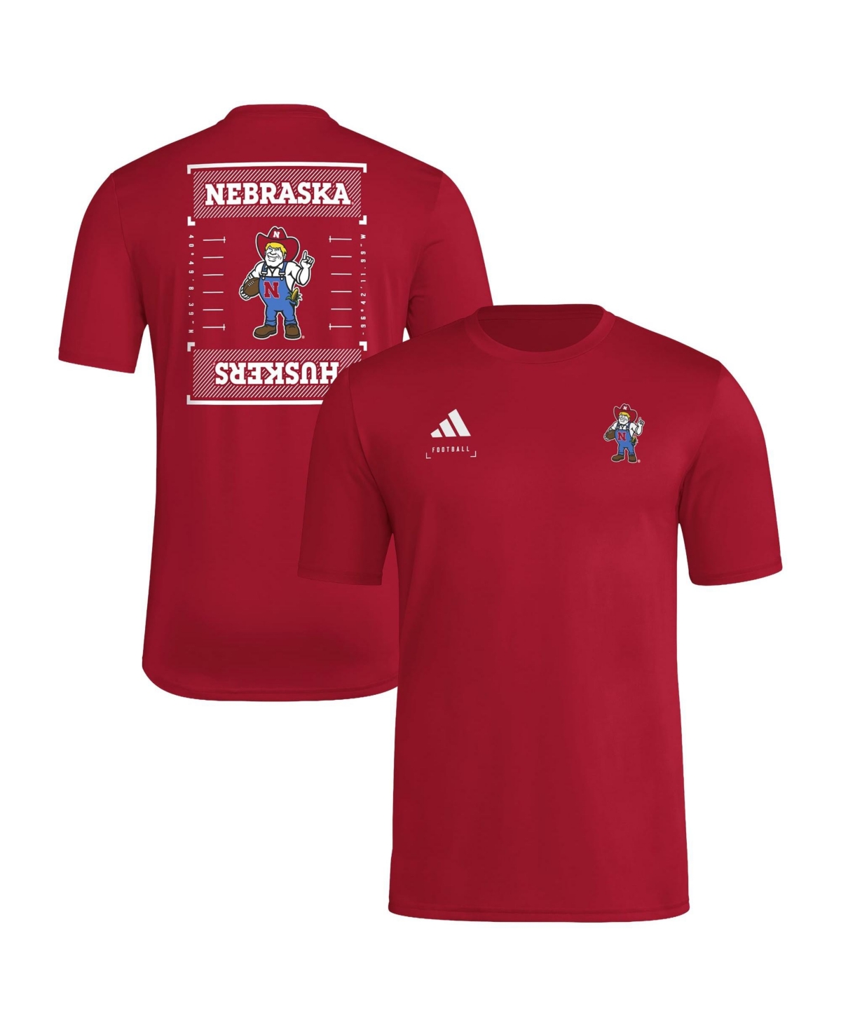 adidas Men's Scarlet Nebraska Huskers Locker Football Icon Aeroready Pre-Game T-Shirt