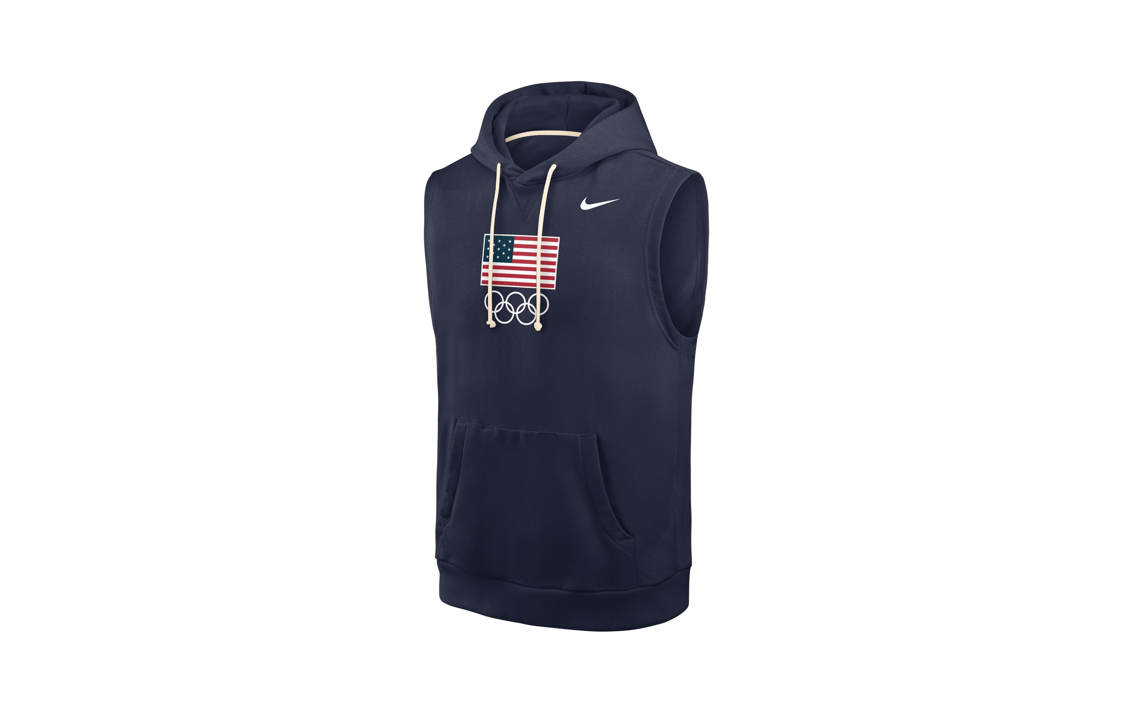 Nike Men's Navy Team Usa Dri-fit Sleeveless Hoodie