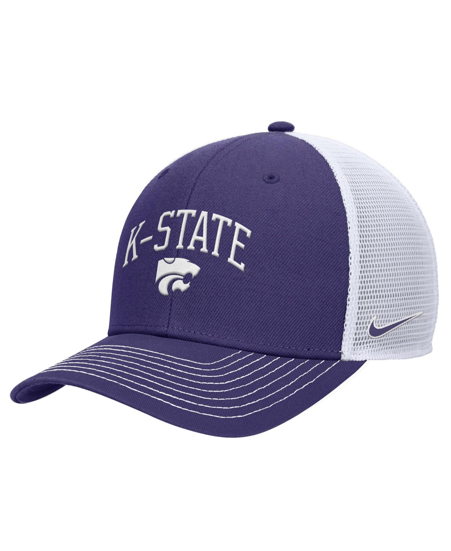 Мужская кепка Nike Purple Kansas State Wildcats Rise Adjustable Trucker Hat — фото 1