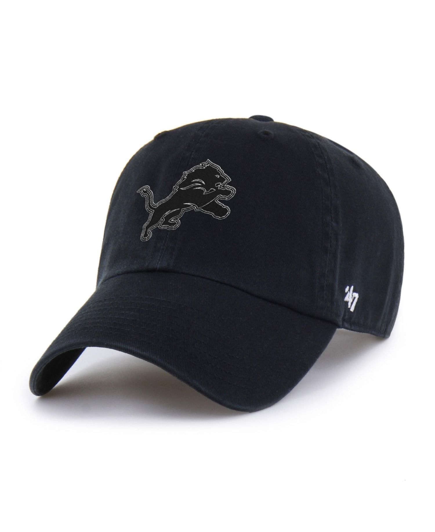 Men's '47 Black Detroit Lions Tonal Clean Up Adjustable Hat
