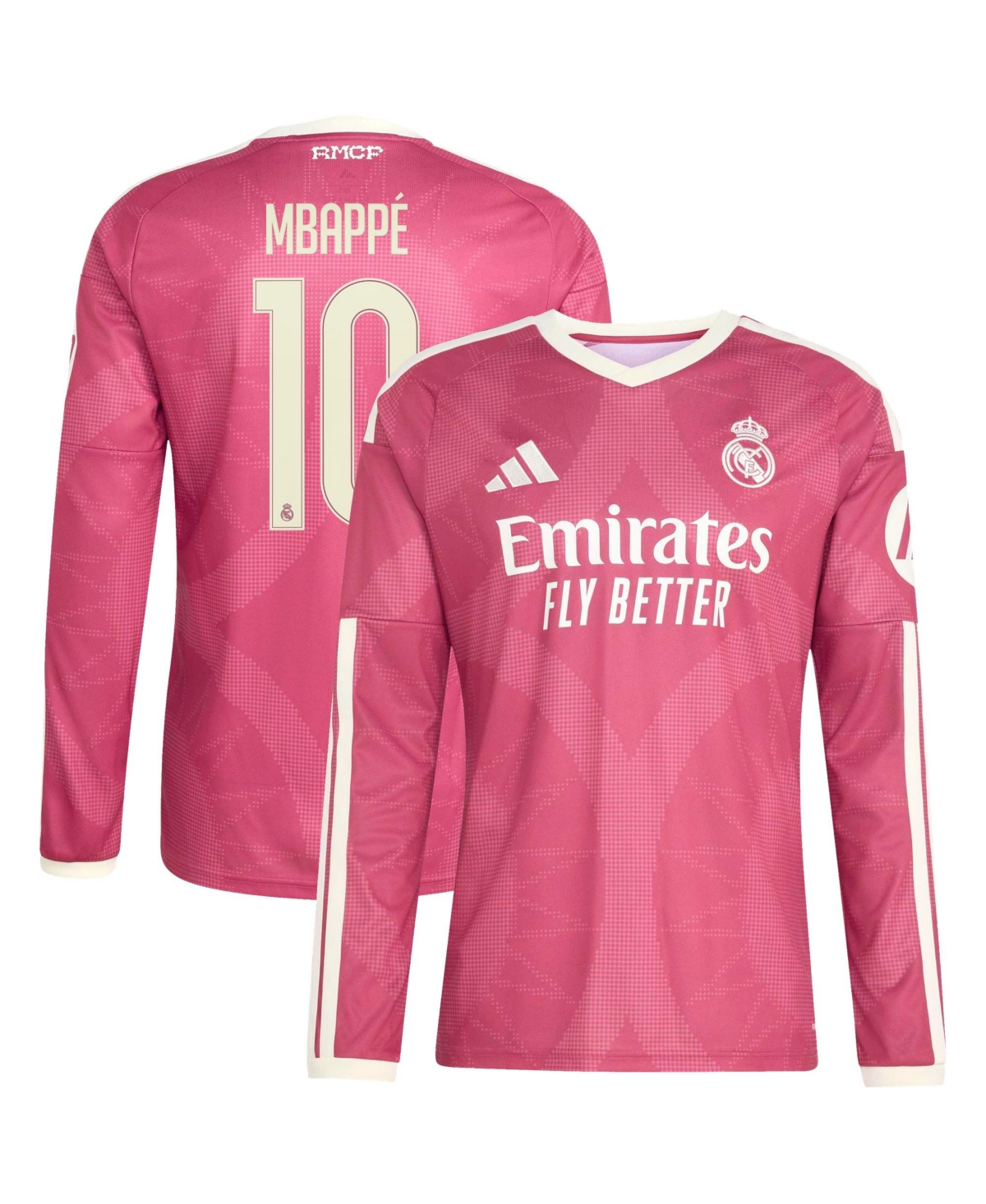 adidas Men's Kylian Mbappe Pink Real Madrid 2026/27 Third Replica Long Sleeve Jersey