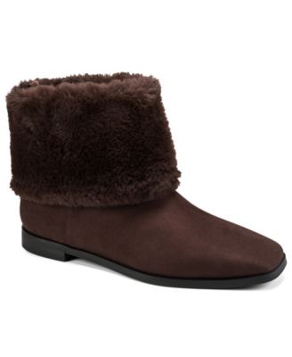Women's Syrenna Plush Faux Fur Cuff Square-Toe Winter Booties