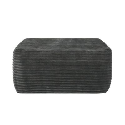 Plush Ottoman Grey Corduroy Modular Sofa Extension Seat