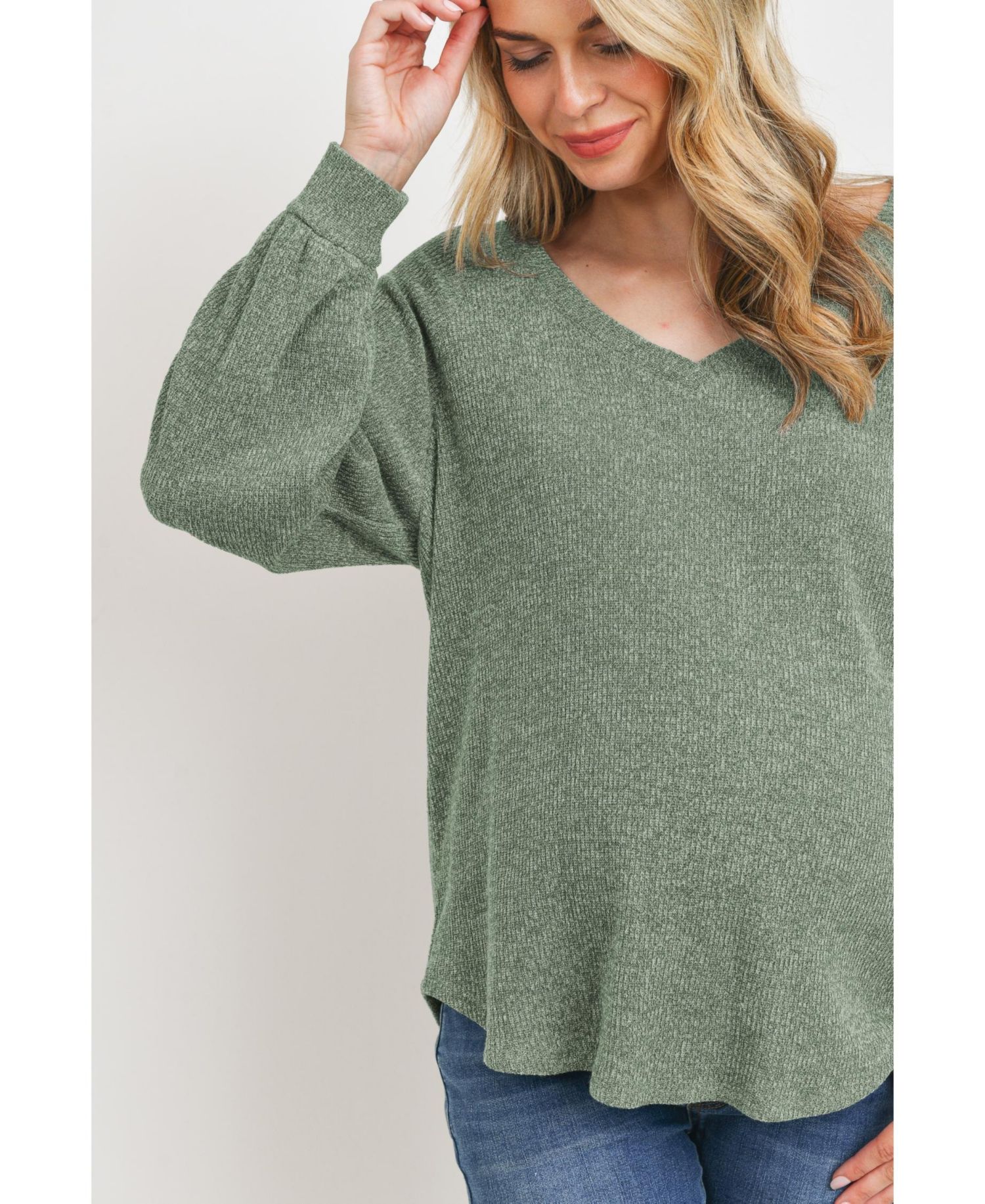 Maternity Lightweight Ribbed-Knit V-Neck Pullover Sweater