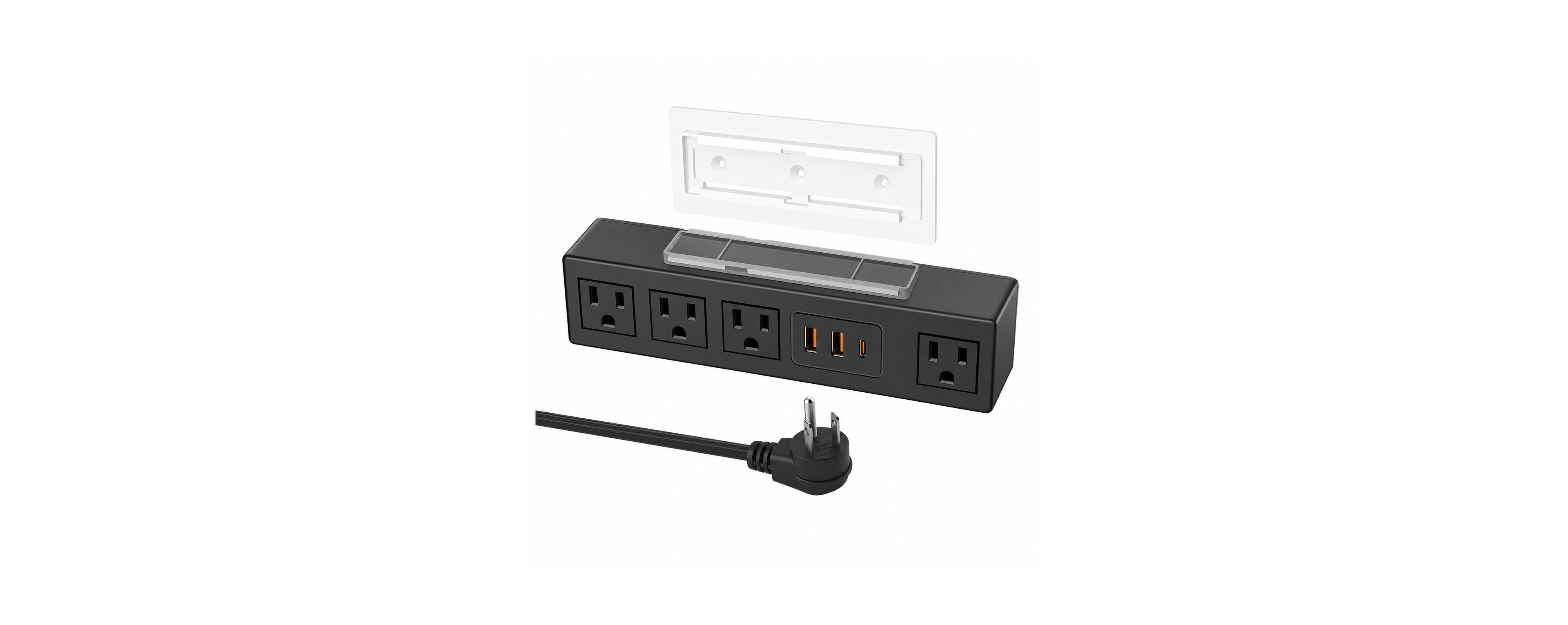 Lofree Under Desk Mount Surge Protector Power Strip for Usb-a and Usb-c Devices