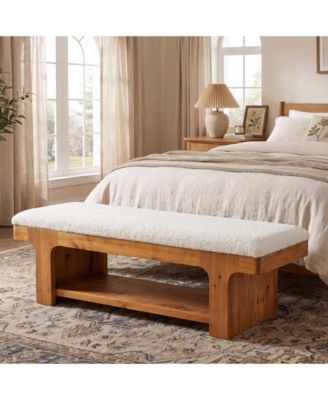 Upholstered End of Bed Bench with Solid Wood Frame