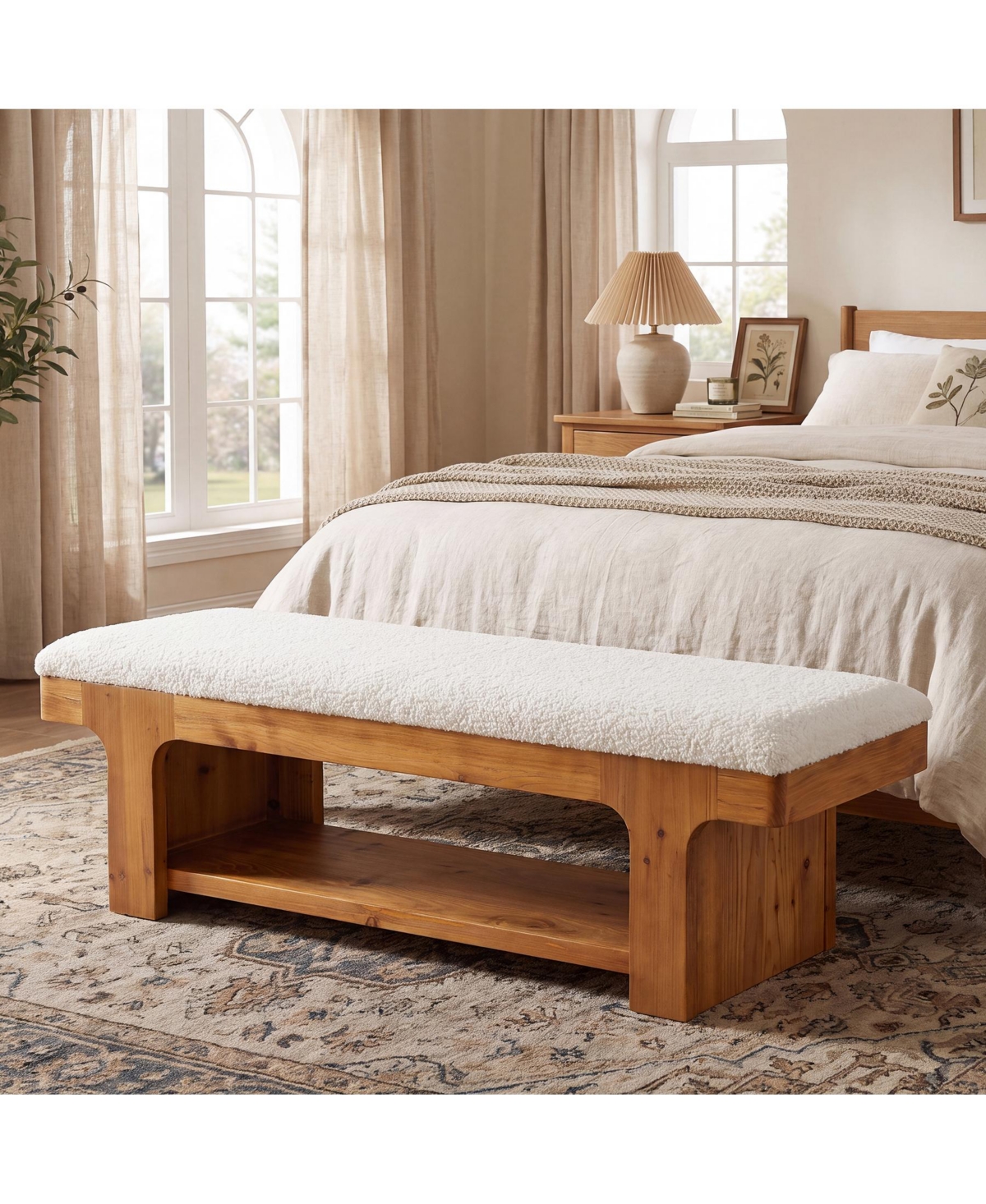Tribesigns Upholstered End of Bed Bench with Solid Wood Frame