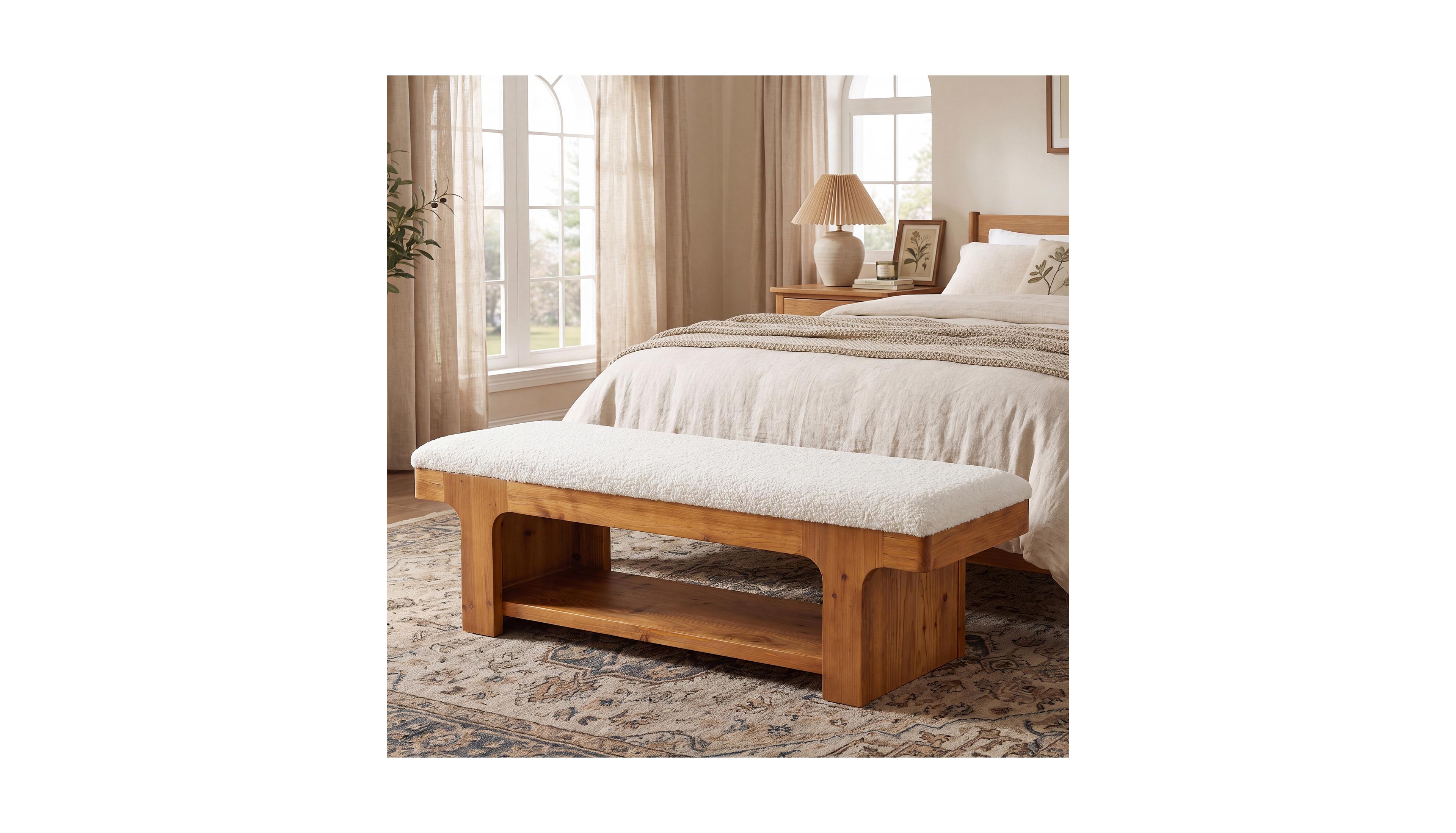 Tribesigns Upholstered End of Bed Bench with Solid Wood Frame